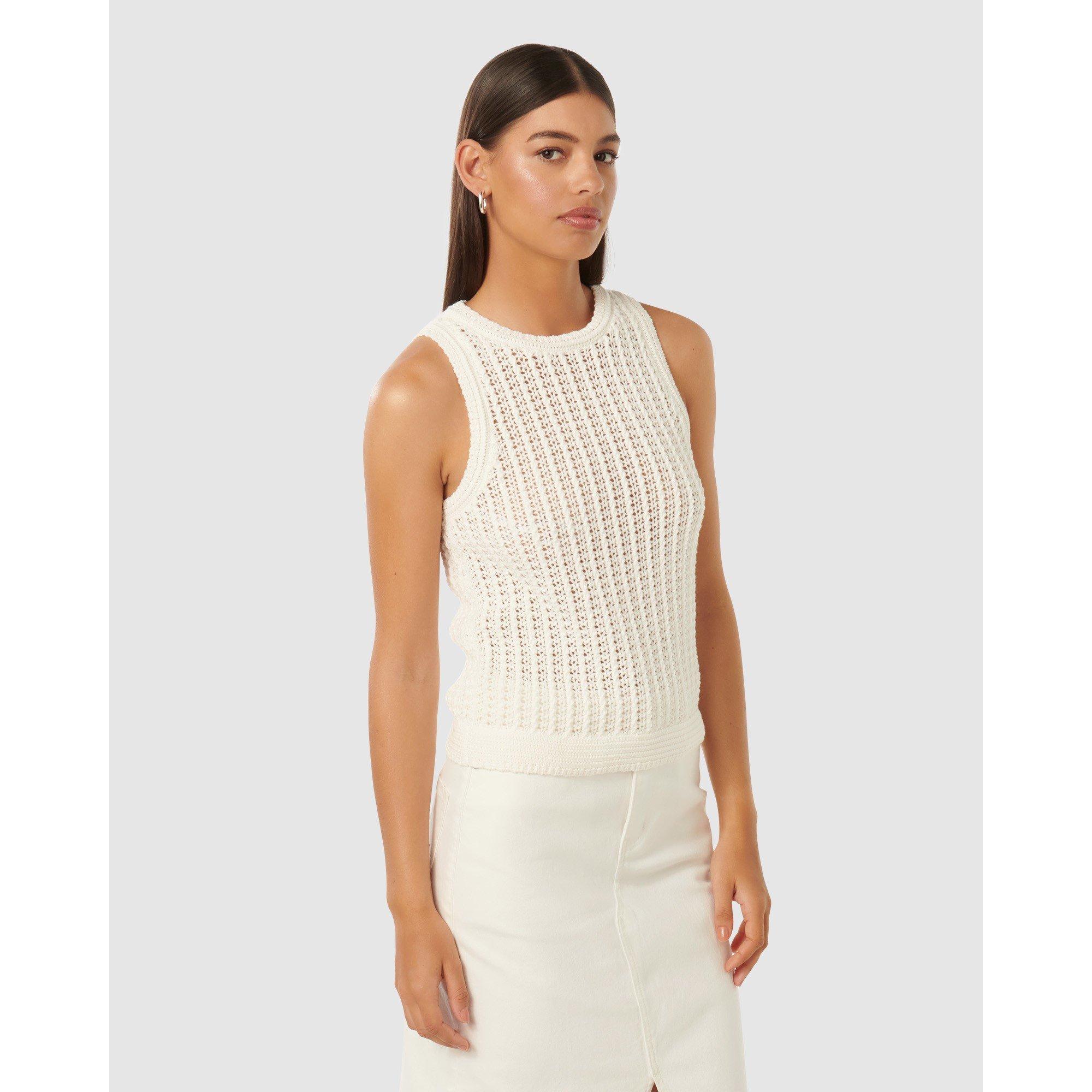 Porcelain - Forever New - Bailee Crochet Look Racer Top - 5