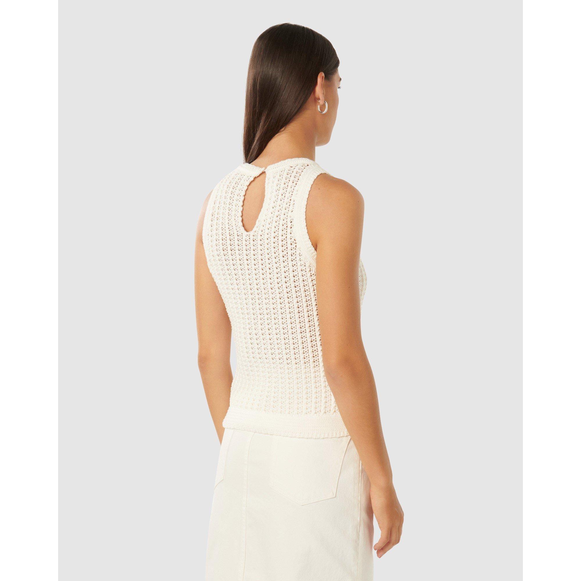 Porcelain - Forever New - Bailee Crochet Look Racer Top - 6