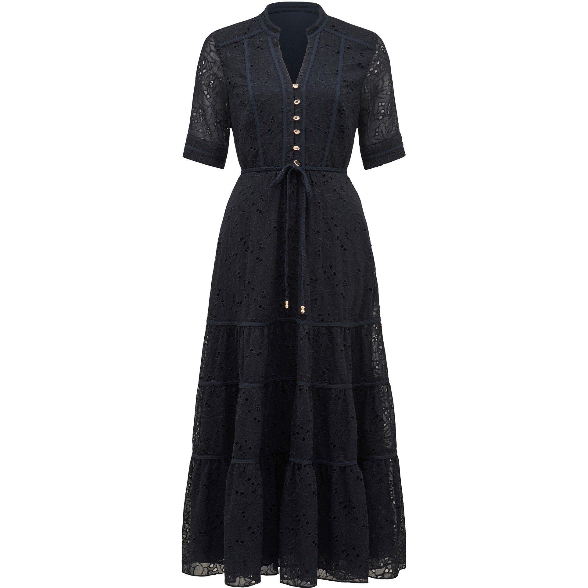 Navy - Forever New - Rachel Embroidered Midi Dress - 1