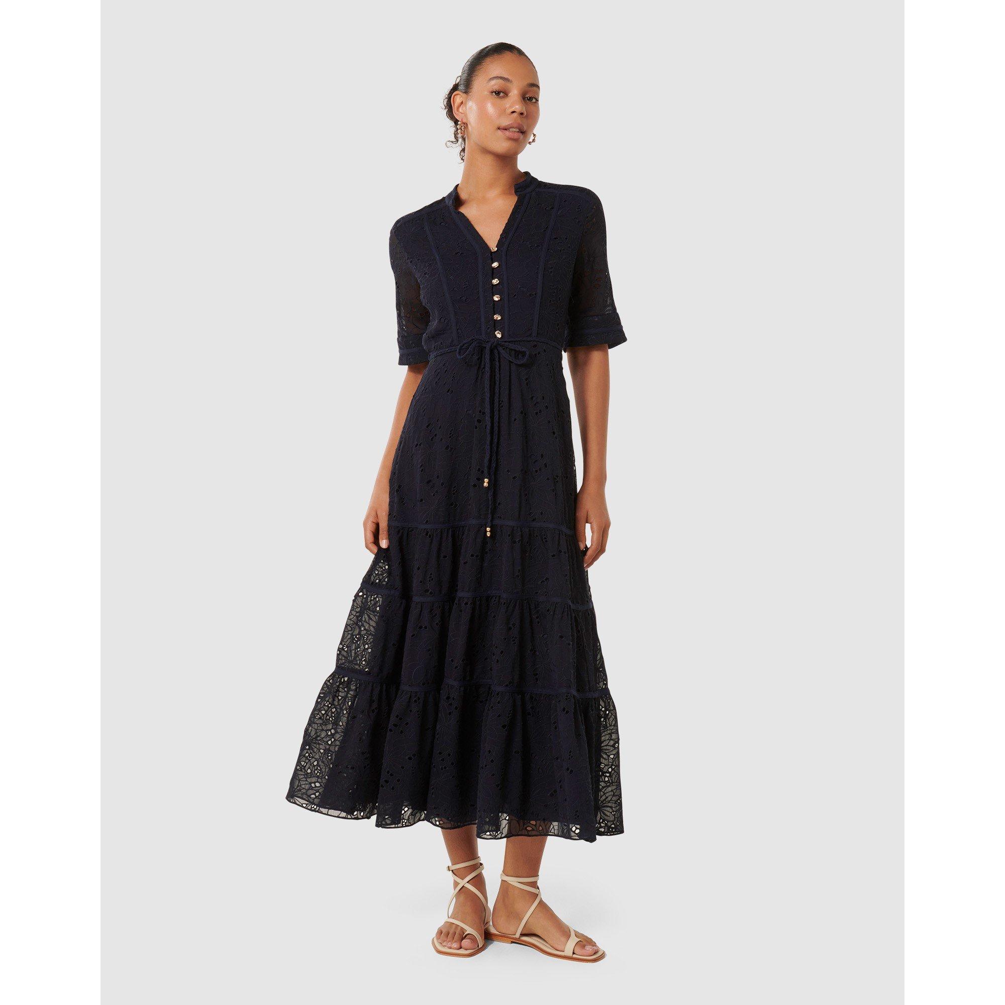 Navy - Forever New - Rachel Embroidered Midi Dress - 2