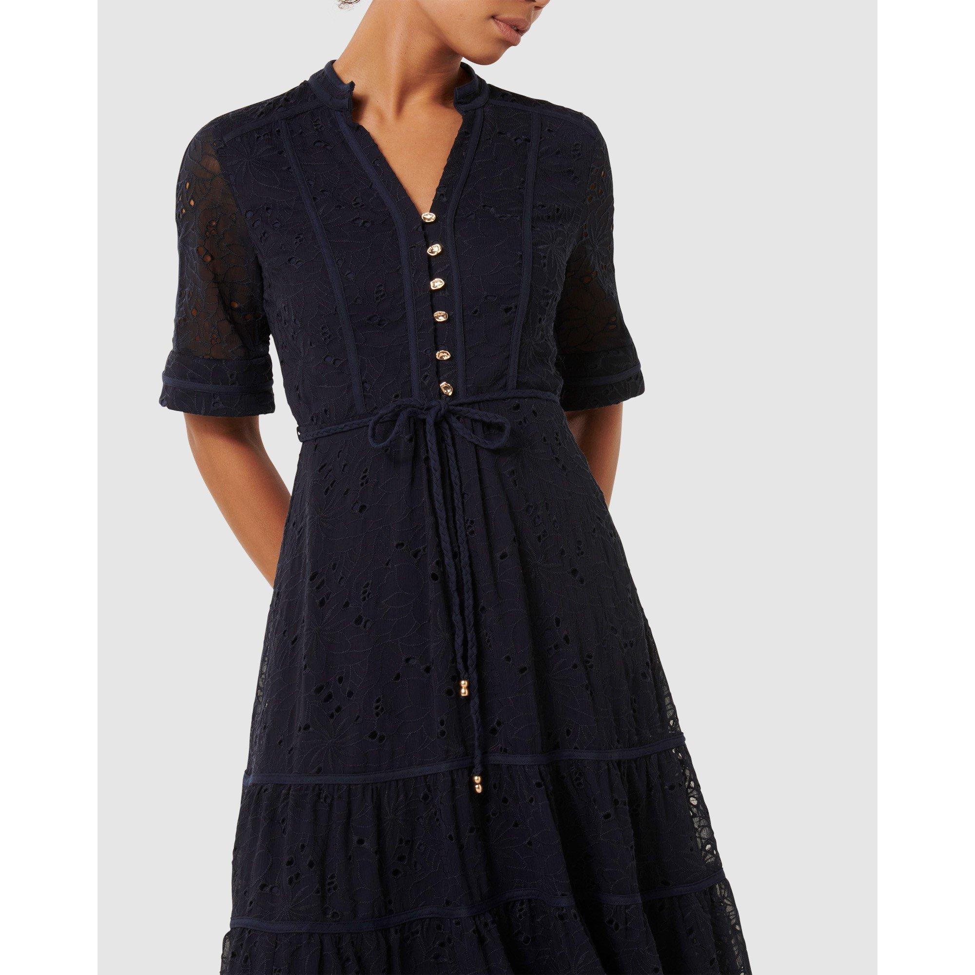 Navy - Forever New - Rachel Embroidered Midi Dress - 3