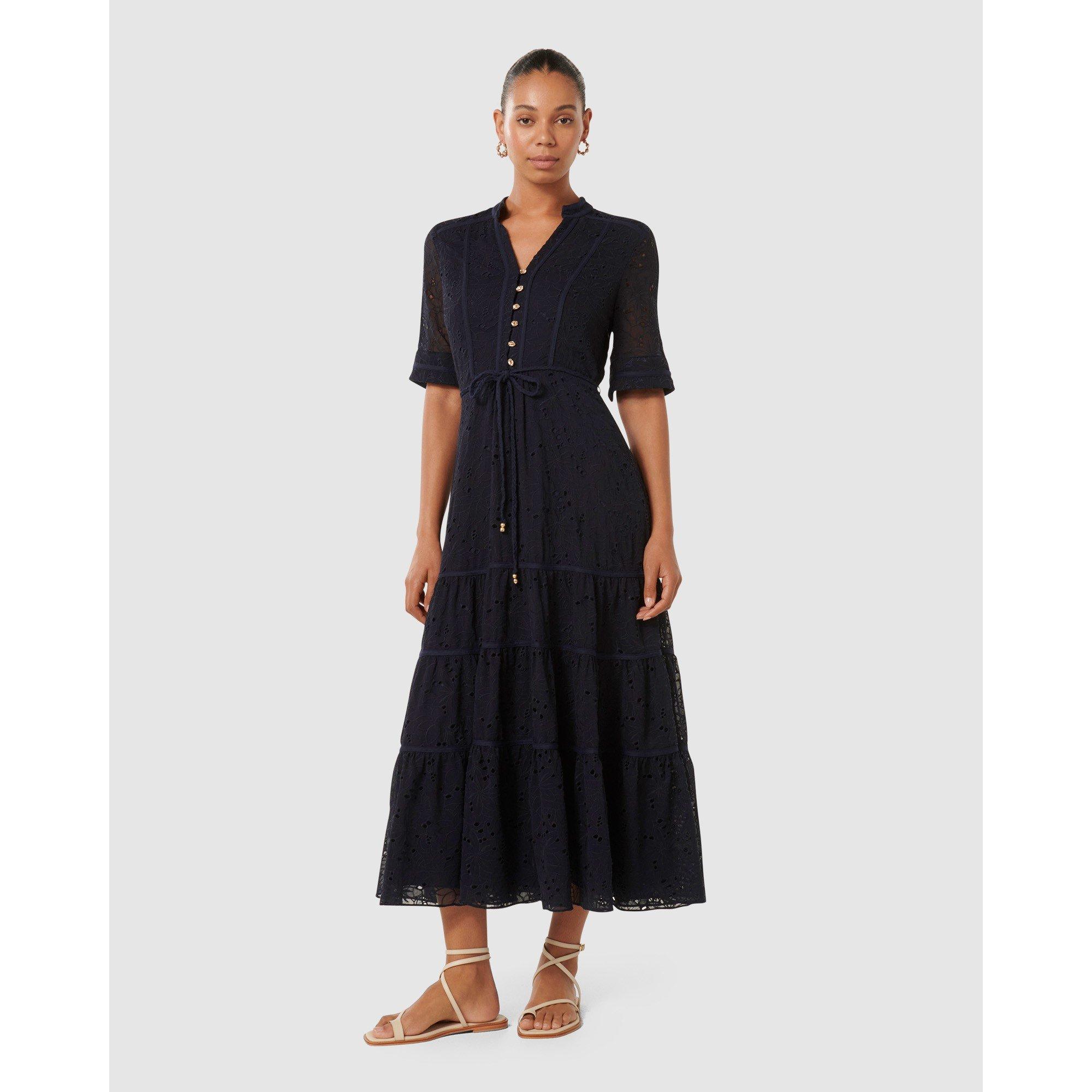 Navy - Forever New - Rachel Embroidered Midi Dress - 4
