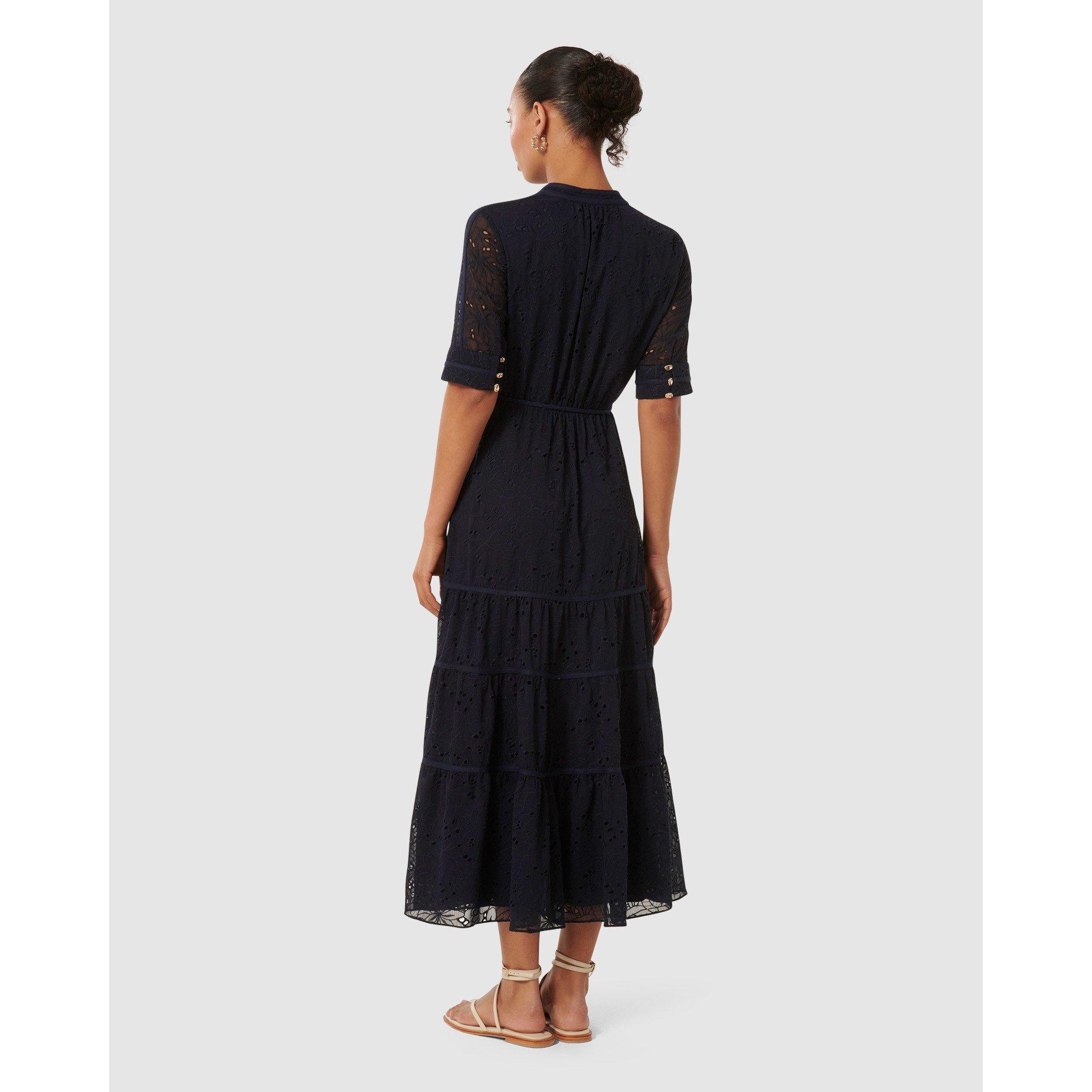 Navy - Forever New - Rachel Embroidered Midi Dress - 5