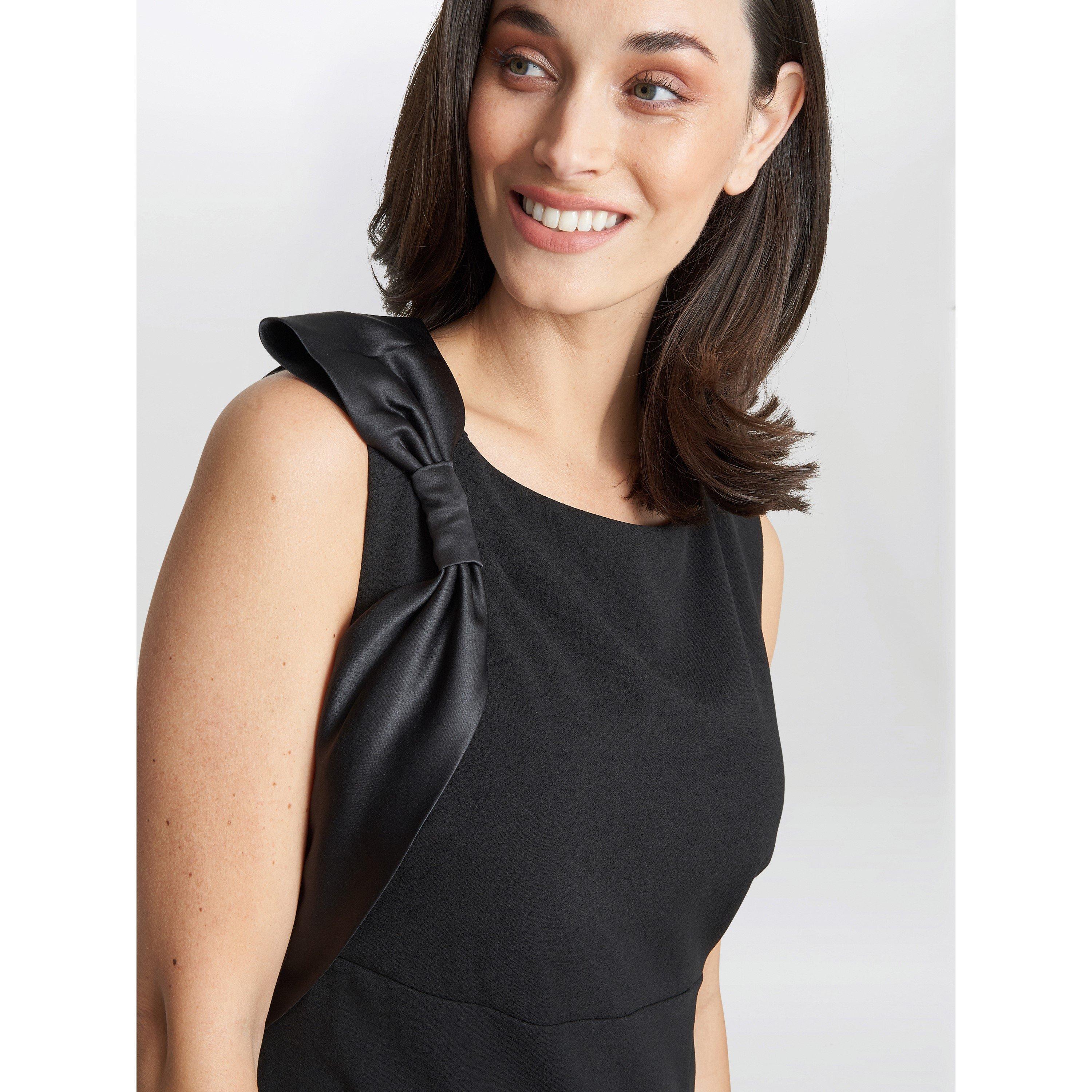 Black - Gina Bacconi - Merle Bow Shoulder Maxi Dress - 5