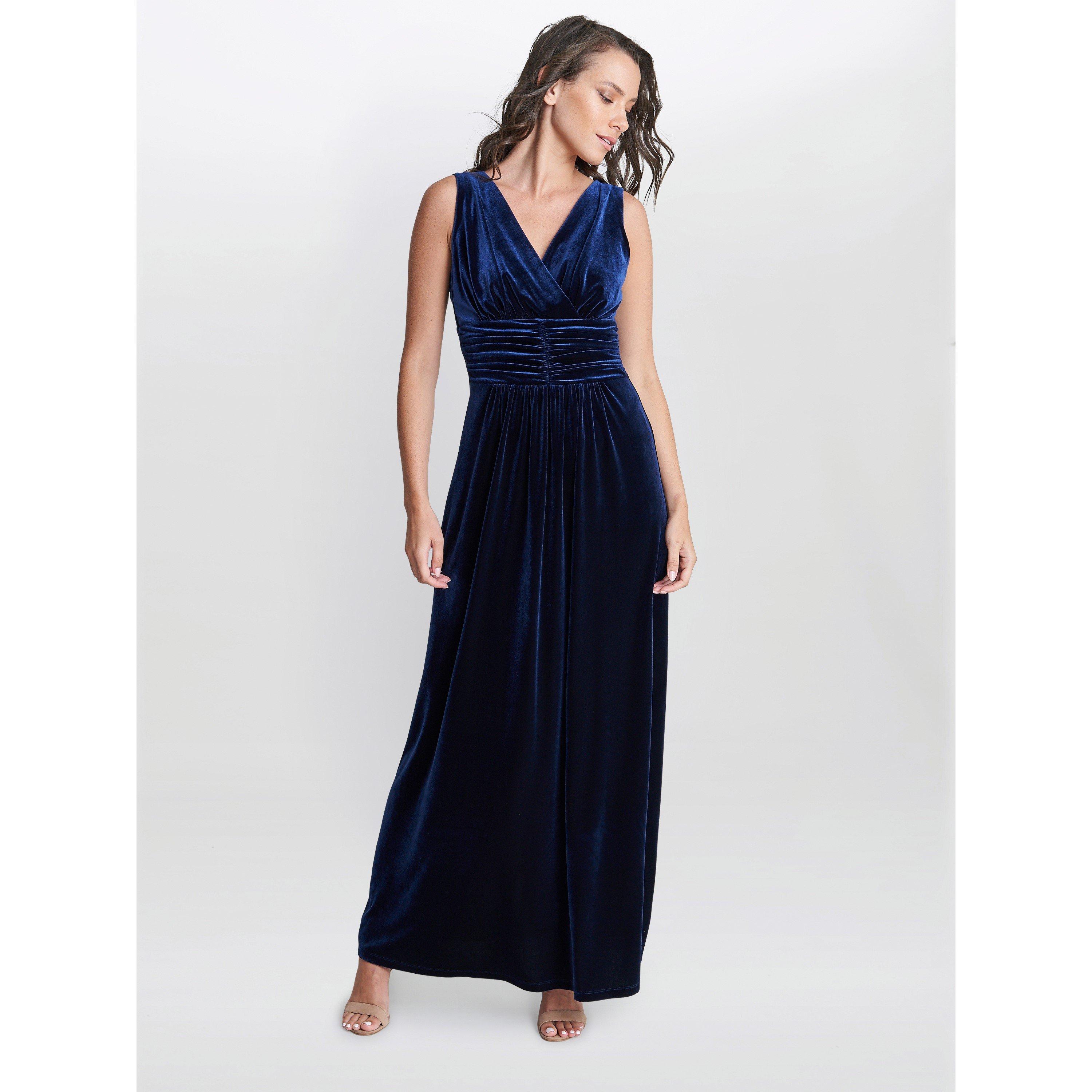 Gina Bacconi Women's Patricia Sleeveless Velvet Maxi Dress - Navy - 20