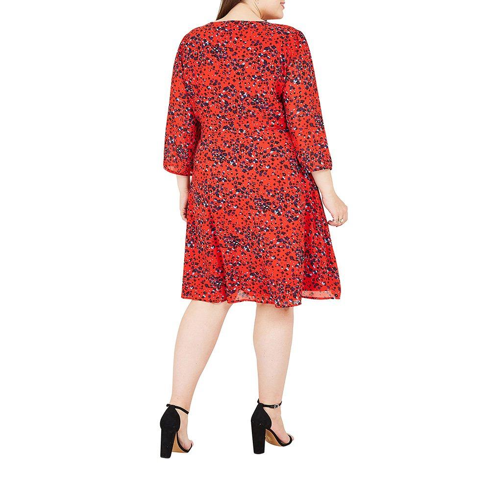 Red - Yumi - Red Animal Print Wrap Dress - 3