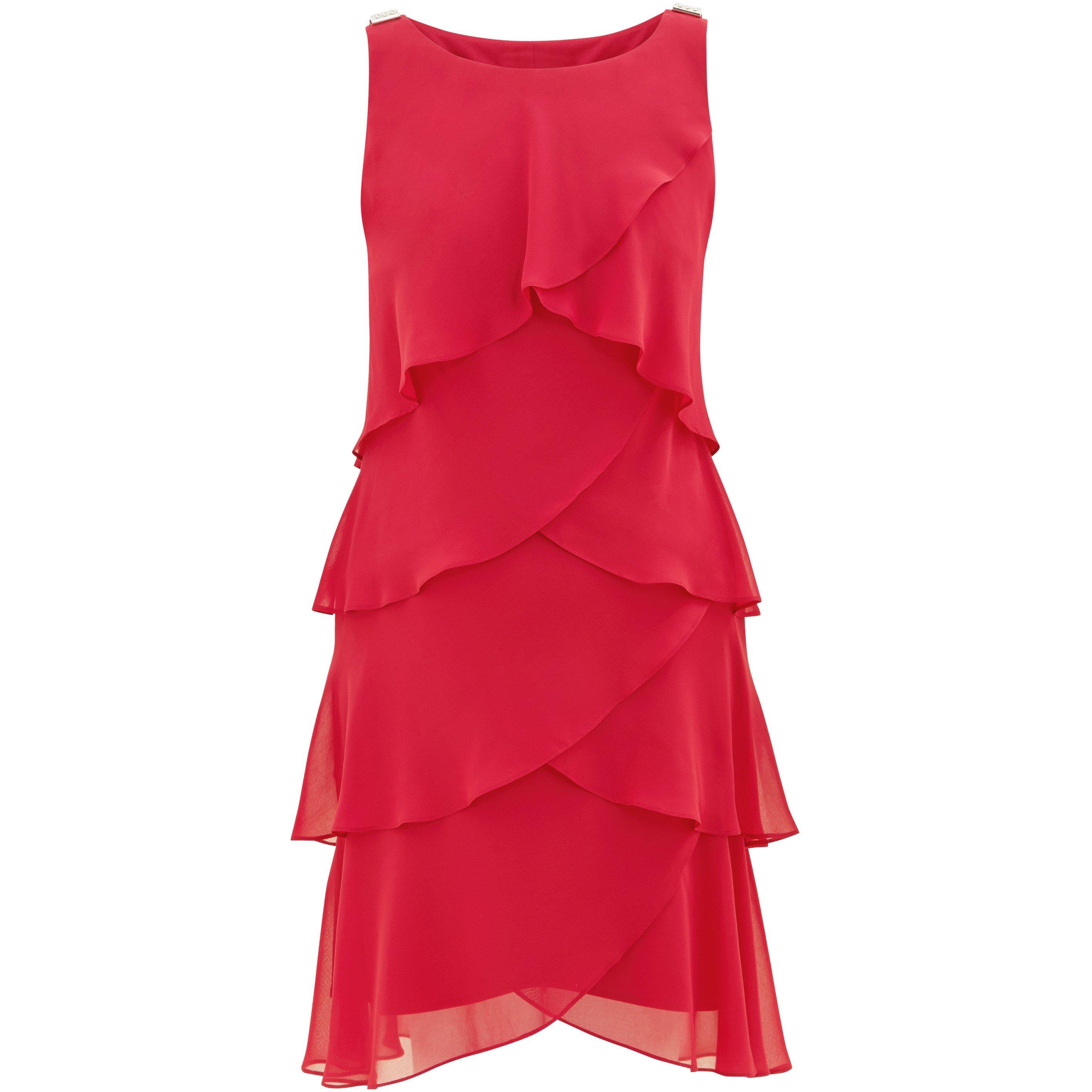 Crimson - Gina Bacconi - Vesta Jewel Tiered Cocktail Dress - 4