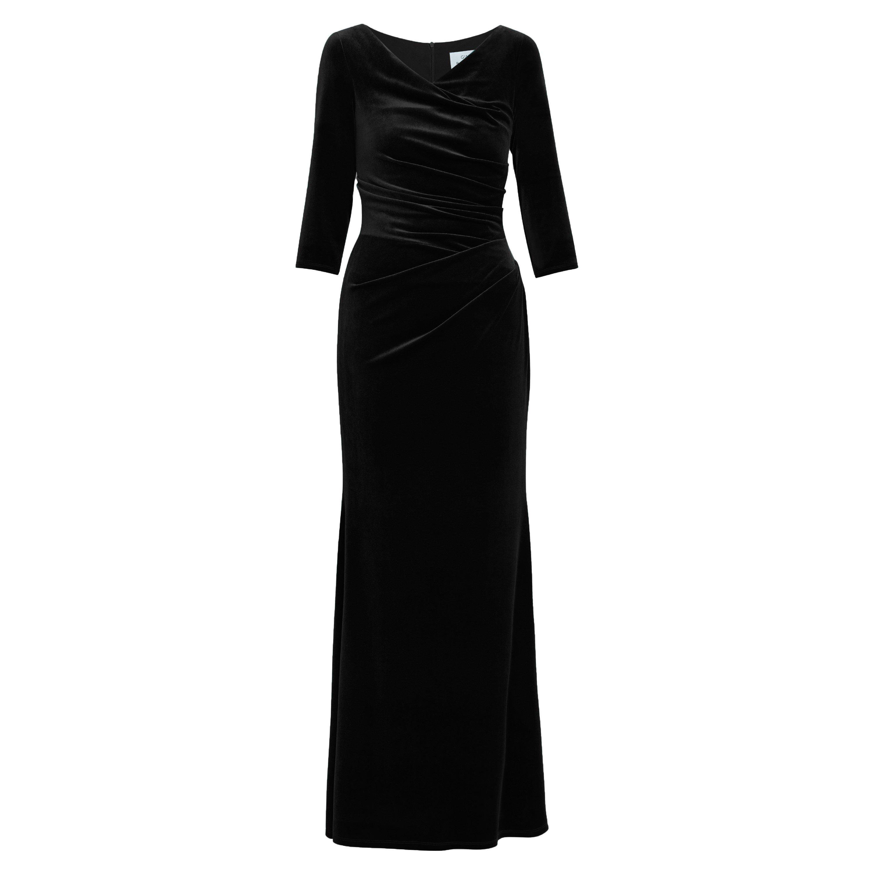 Black - Gina Bacconi - Sophie Velvet Maxi Dress With 3/4 Sleeve - 3