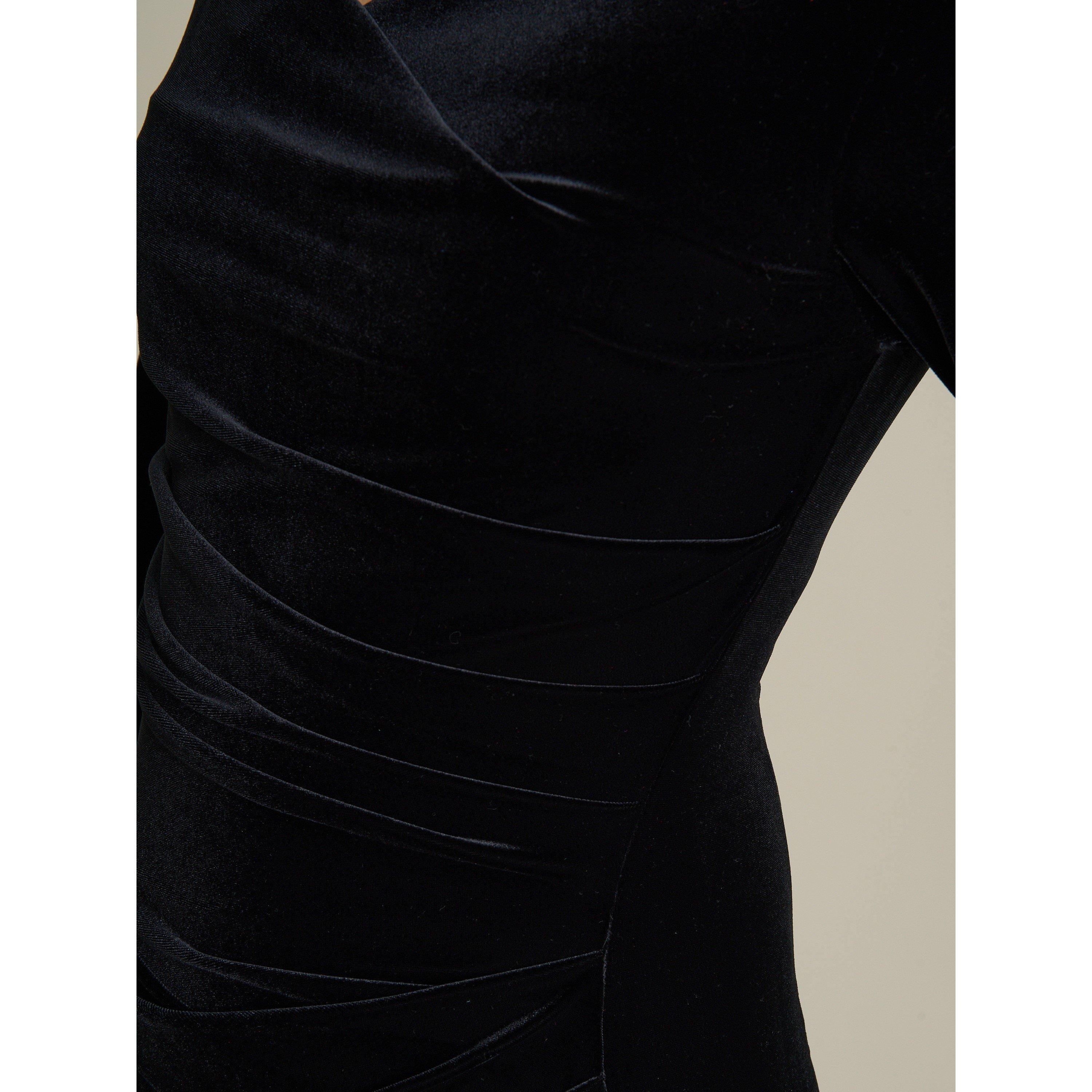 Black - Gina Bacconi - Sophie Velvet Maxi Dress With 3/4 Sleeve - 4