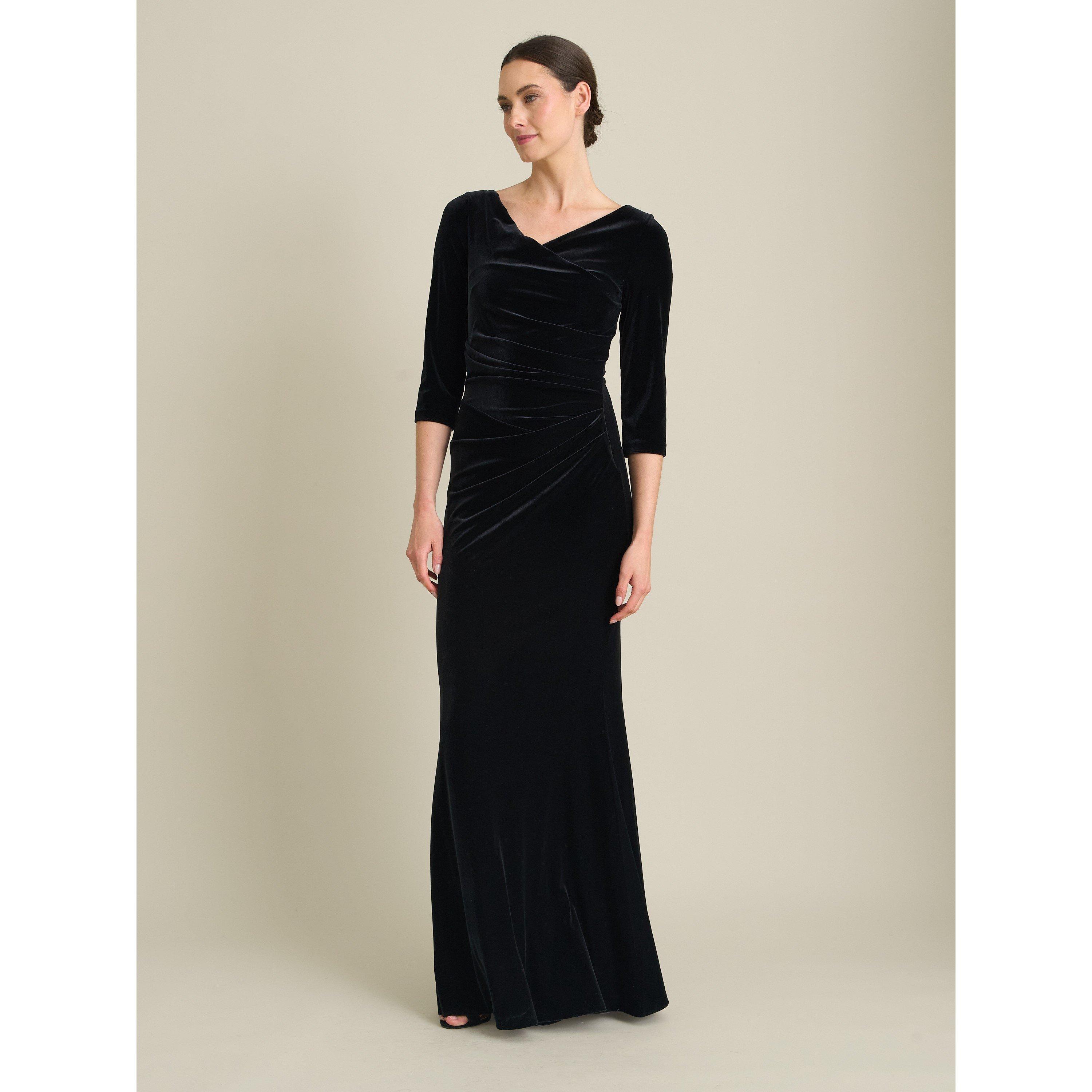 Black - Gina Bacconi - Sophie Velvet Maxi Dress With 3/4 Sleeve - 5