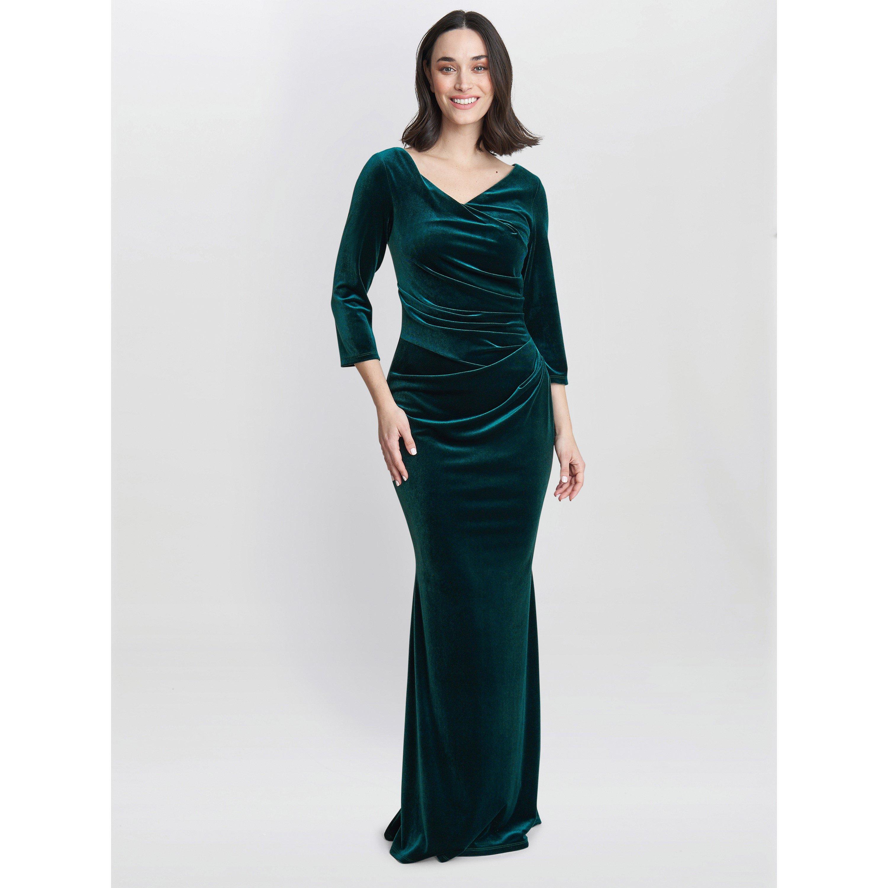 Sophie Velvet Maxi Dress With three quarter Sleeve