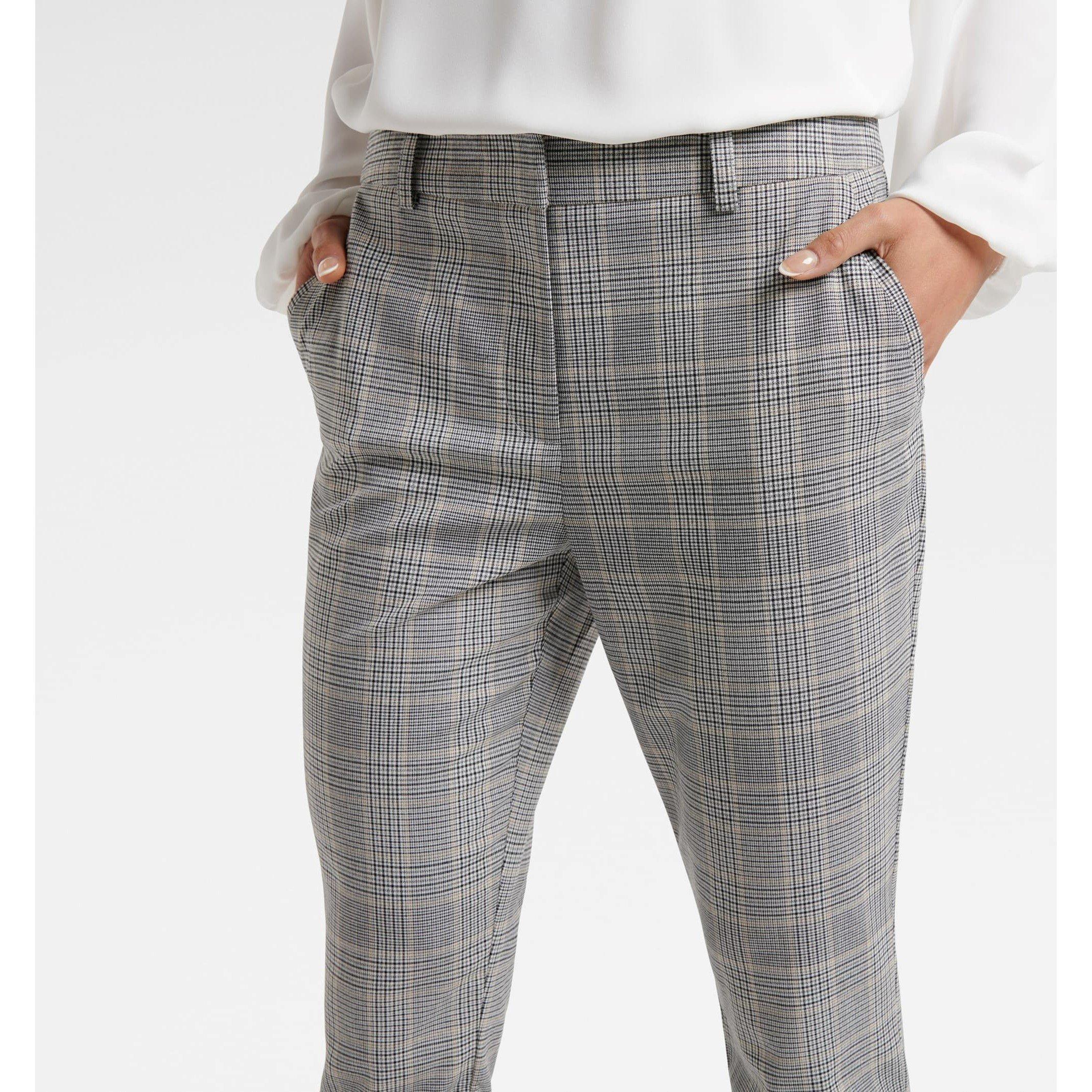 Grey/Camel Chec - Forever New - Grace 7/8th Slim Pants - 4