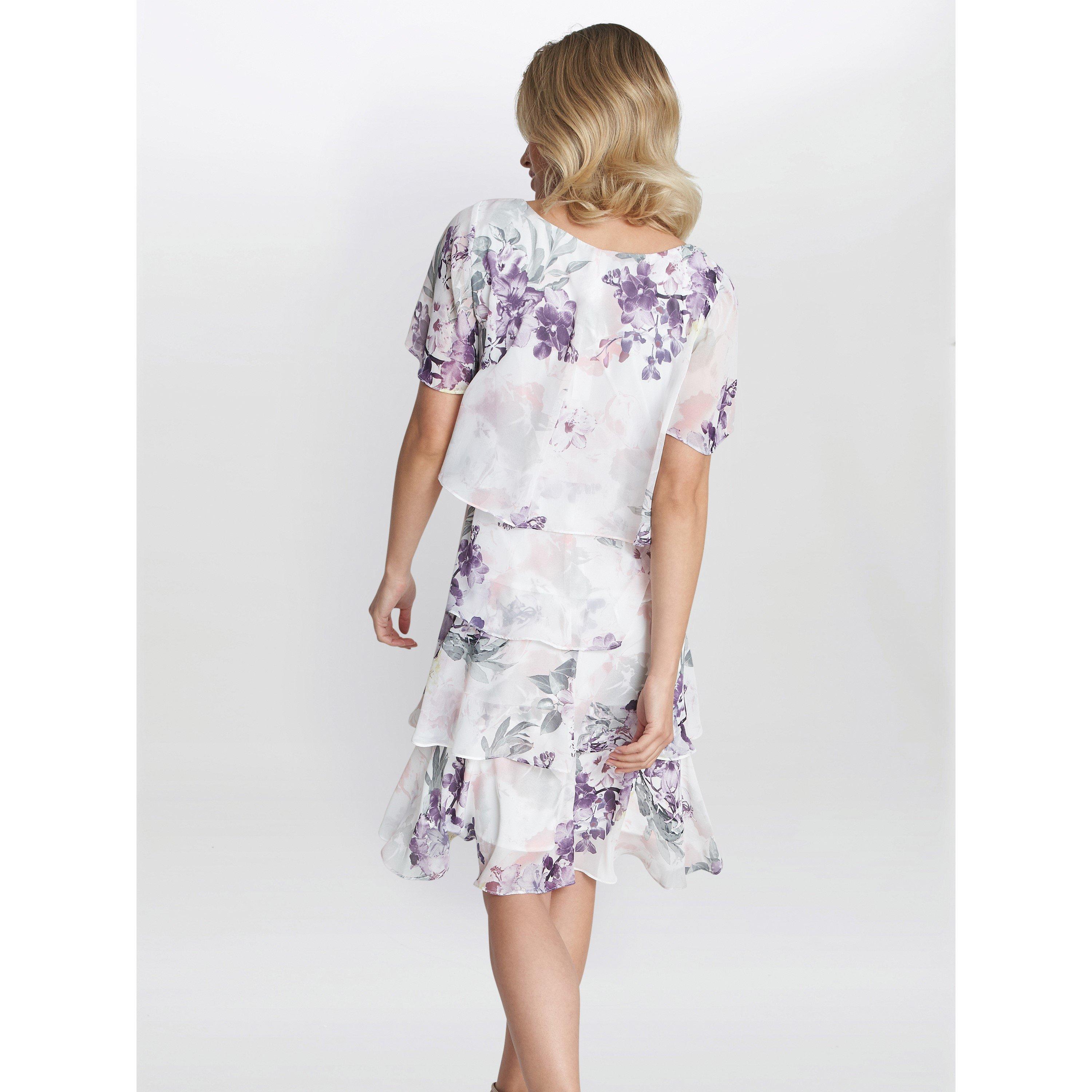 Ivory - Gina Bacconi - Kia Printed Tiered Dress - 2