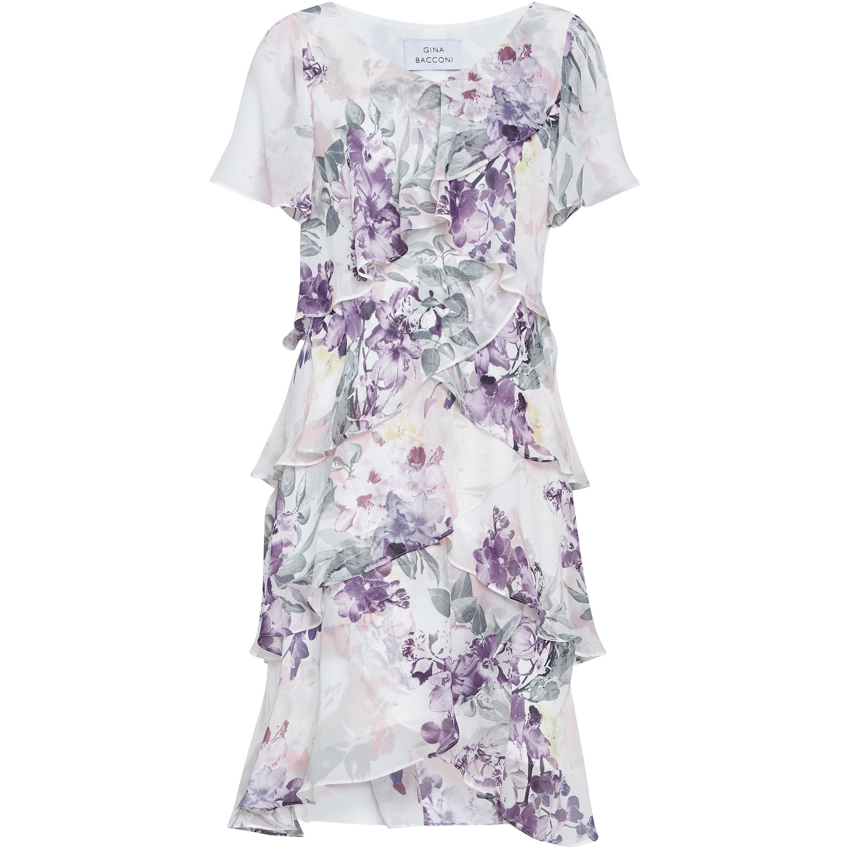 Ivory - Gina Bacconi - Kia Printed Tiered Dress - 4