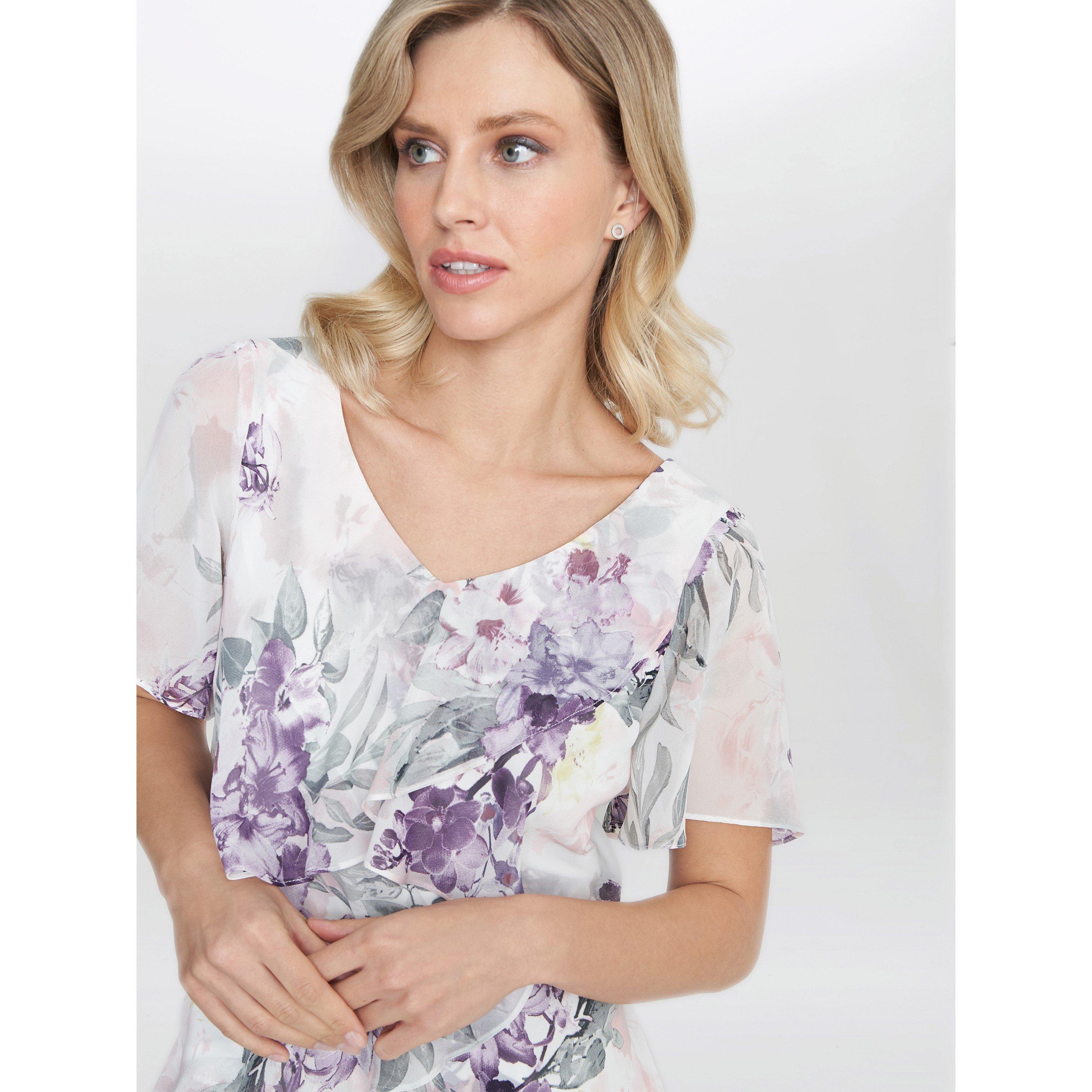 Ivory - Gina Bacconi - Kia Printed Tiered Dress - 5