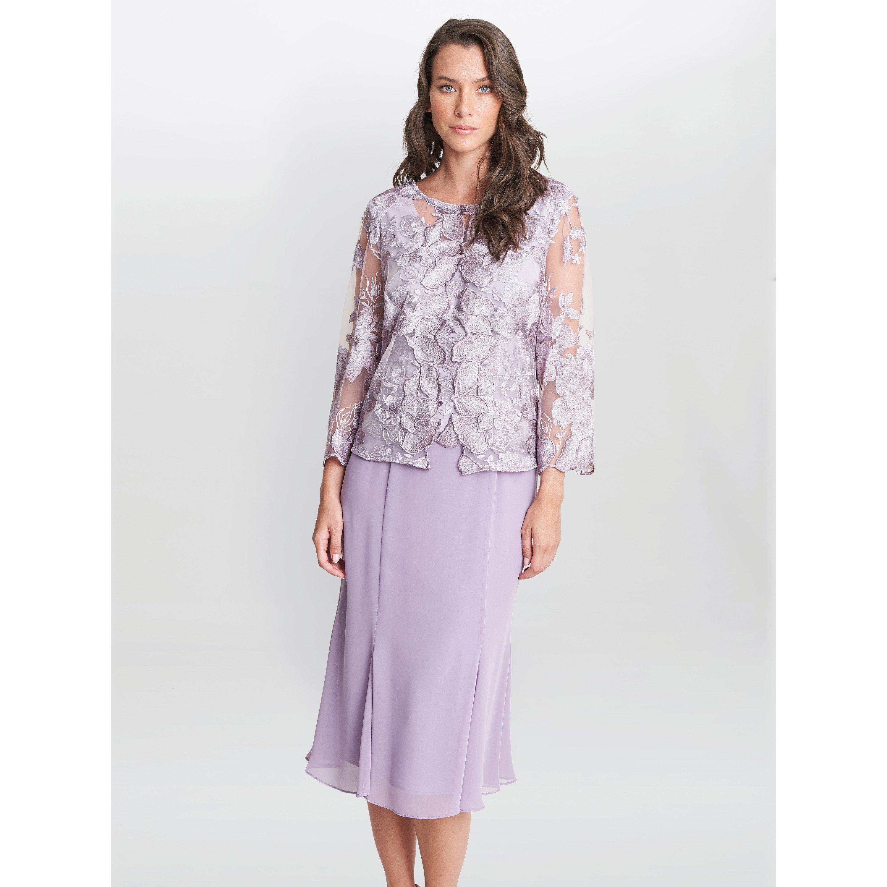 Gina Bacconi Women's Nadine Midi Length Mock Jacket Dress - Orchid Mist - 12