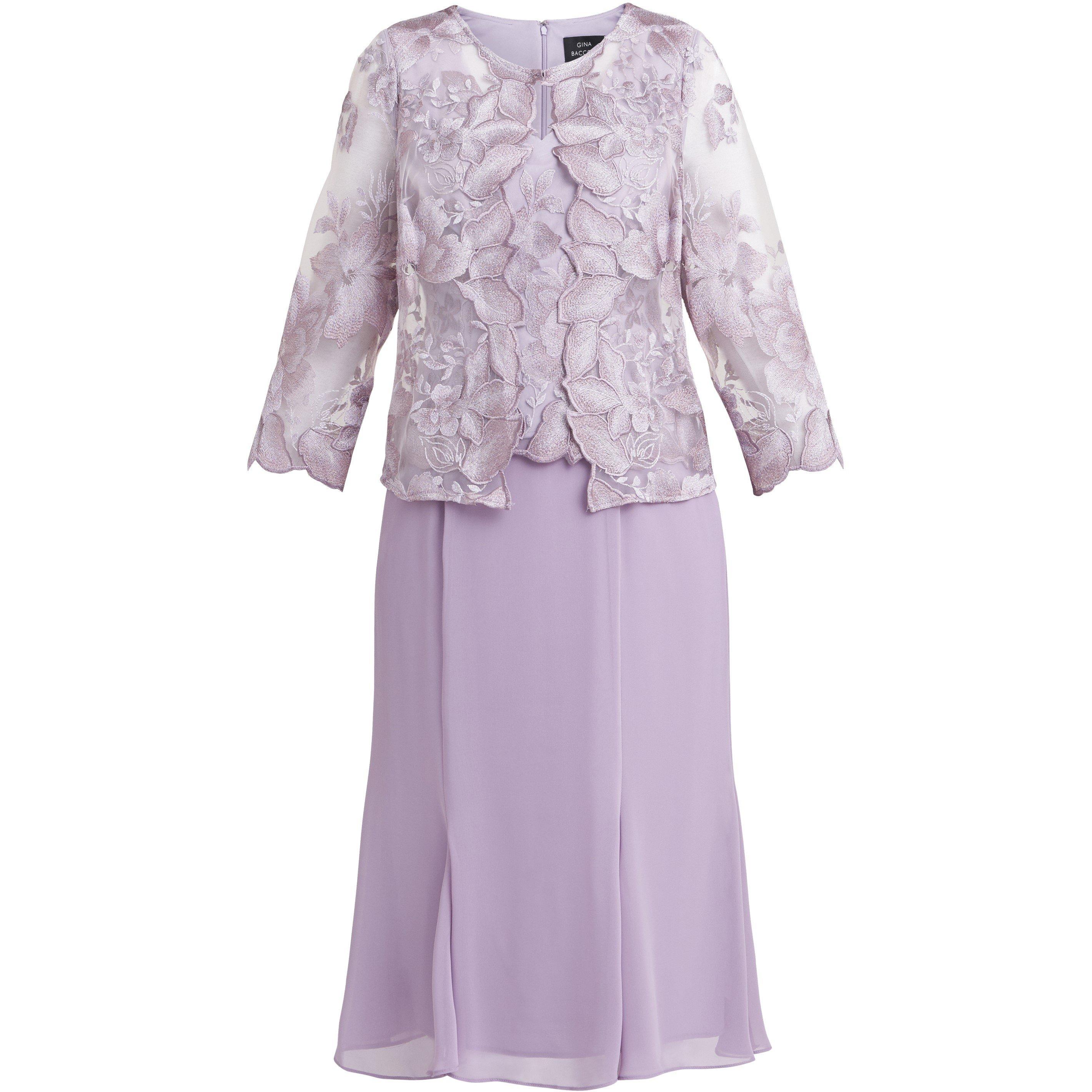 Orchid Mist - Gina Bacconi - Nadine Midi Length Mock Jacket Dress - 4