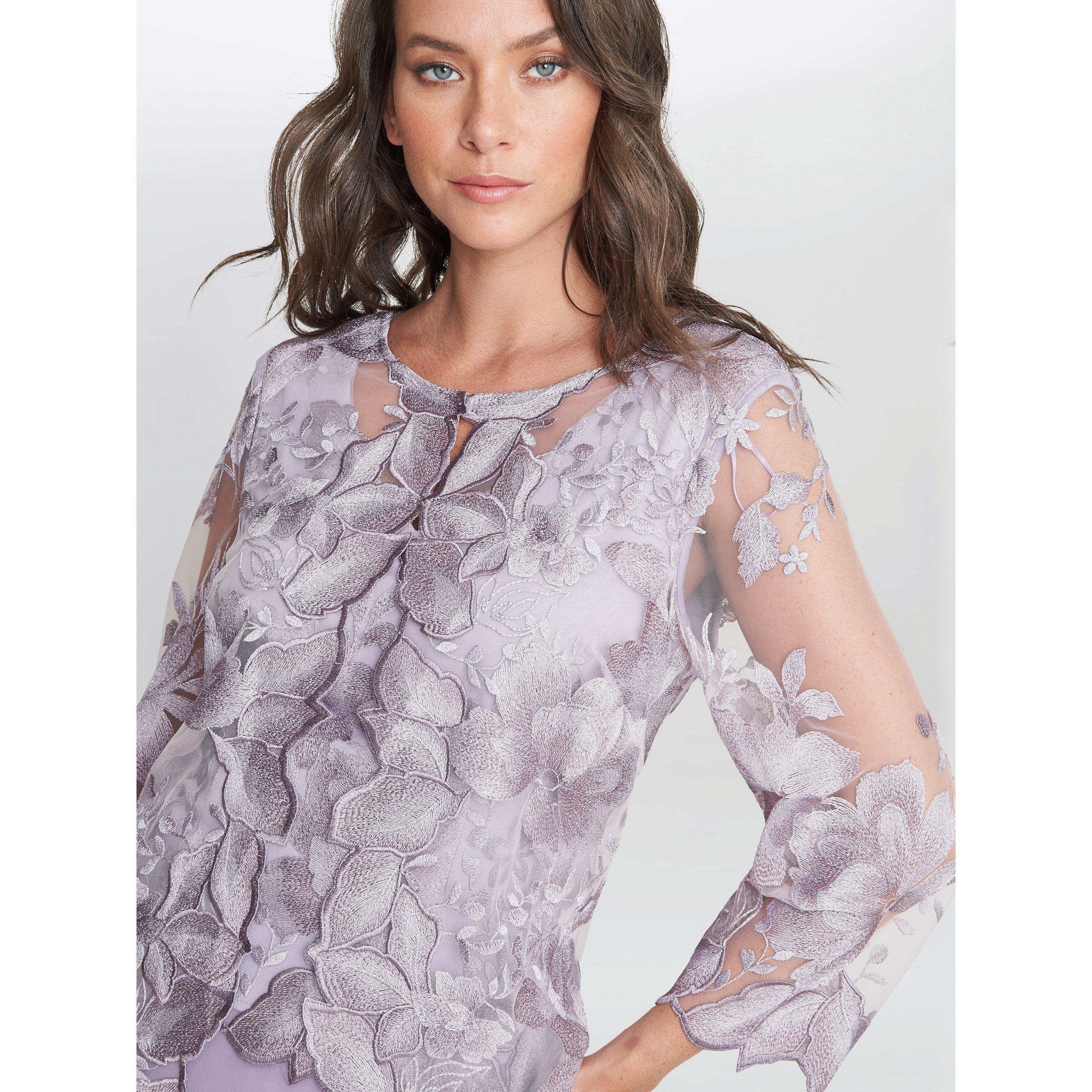 Orchid Mist - Gina Bacconi - Nadine Midi Length Mock Jacket Dress - 5