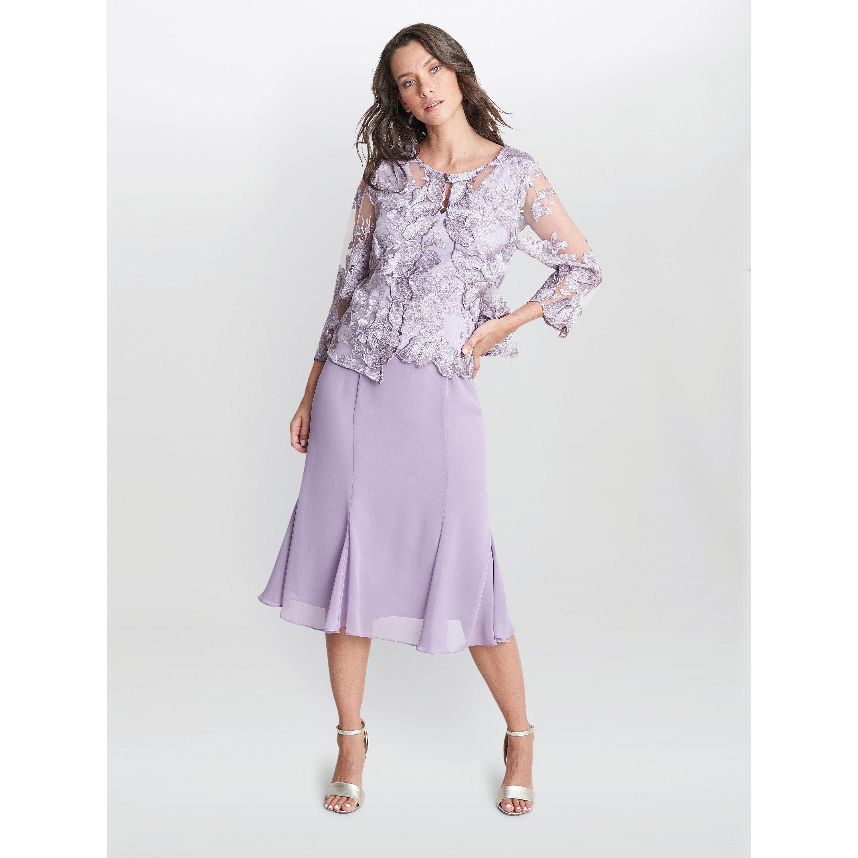Orchid Mist - Gina Bacconi - Nadine Midi Length Mock Jacket Dress - 6