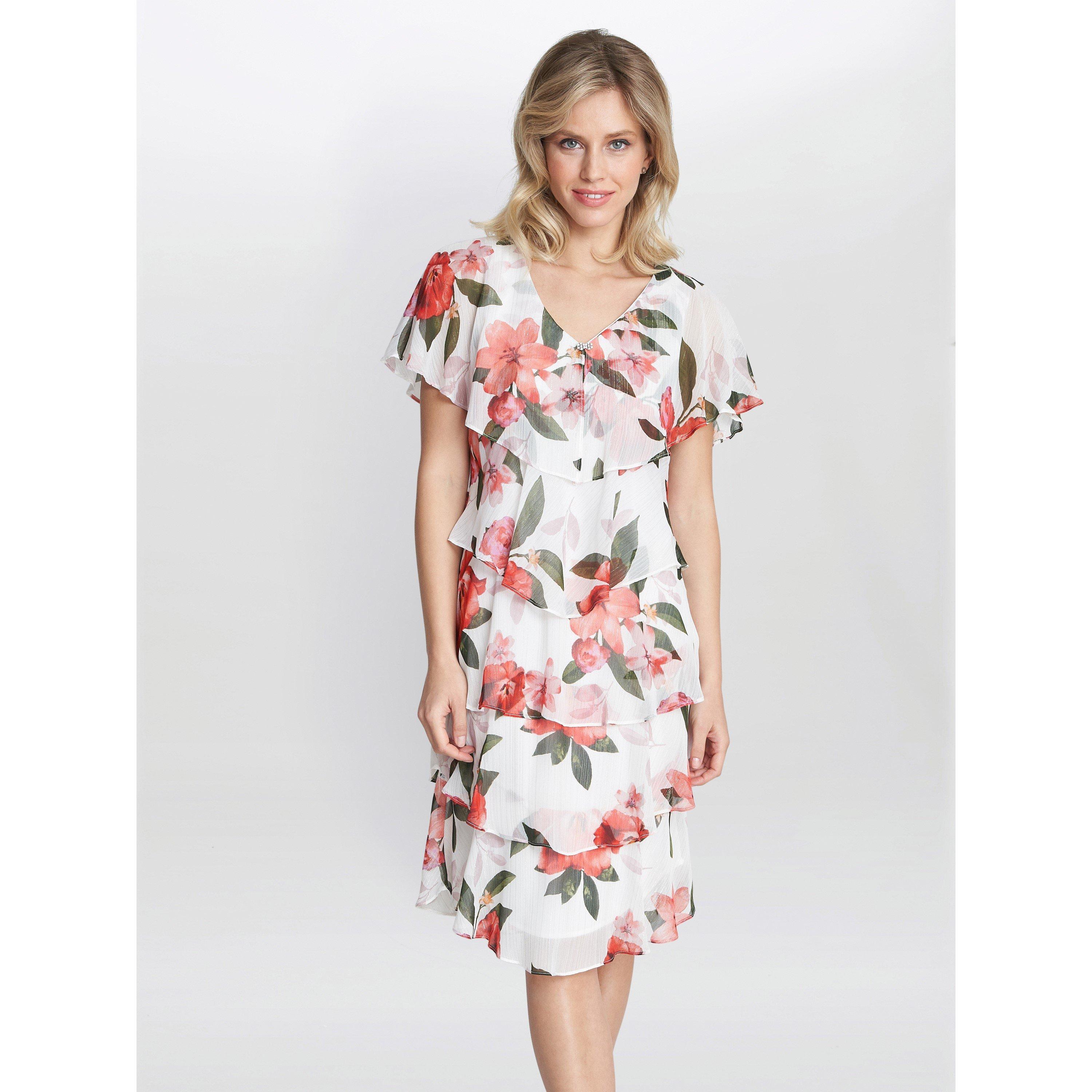 Ivory - Gina Bacconi - Andie Floral Print Tiered Dress - 1