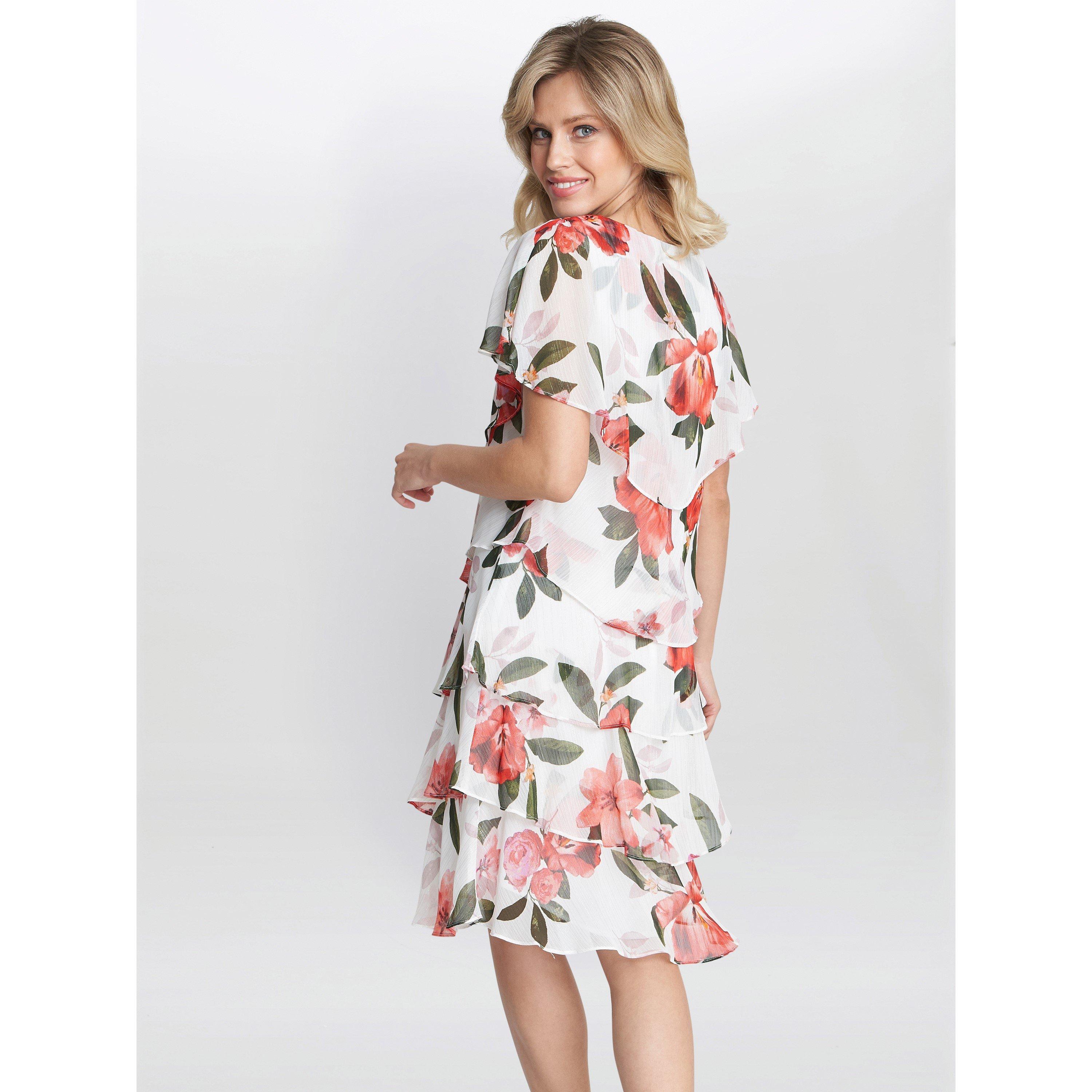 Ivory - Gina Bacconi - Andie Floral Print Tiered Dress - 2