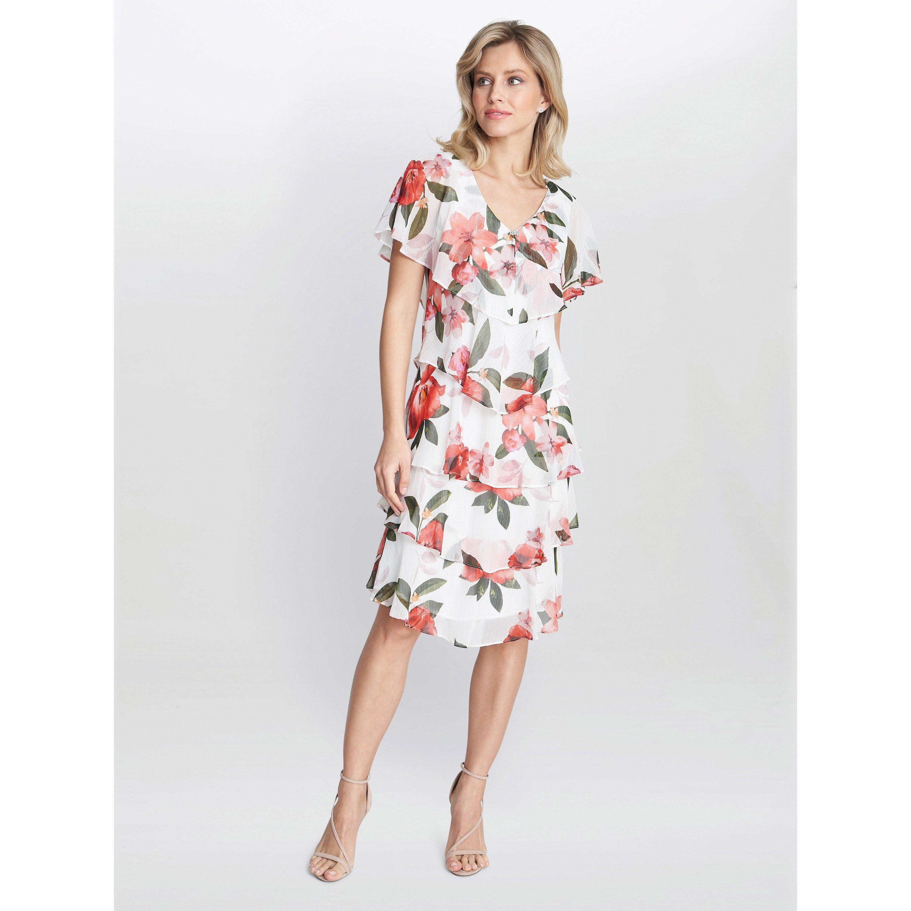 Ivory - Gina Bacconi - Andie Floral Print Tiered Dress - 3