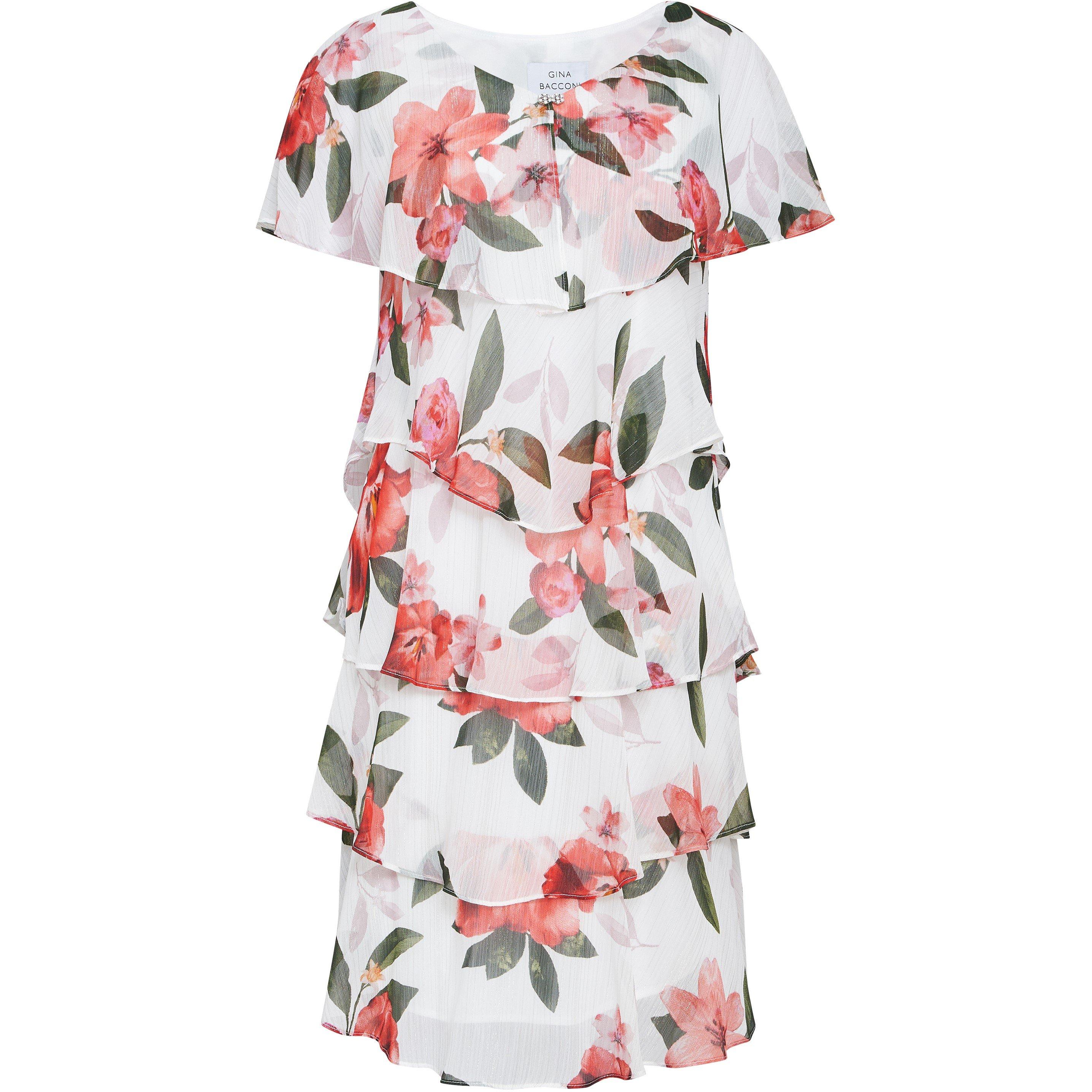 Ivory - Gina Bacconi - Andie Floral Print Tiered Dress - 4