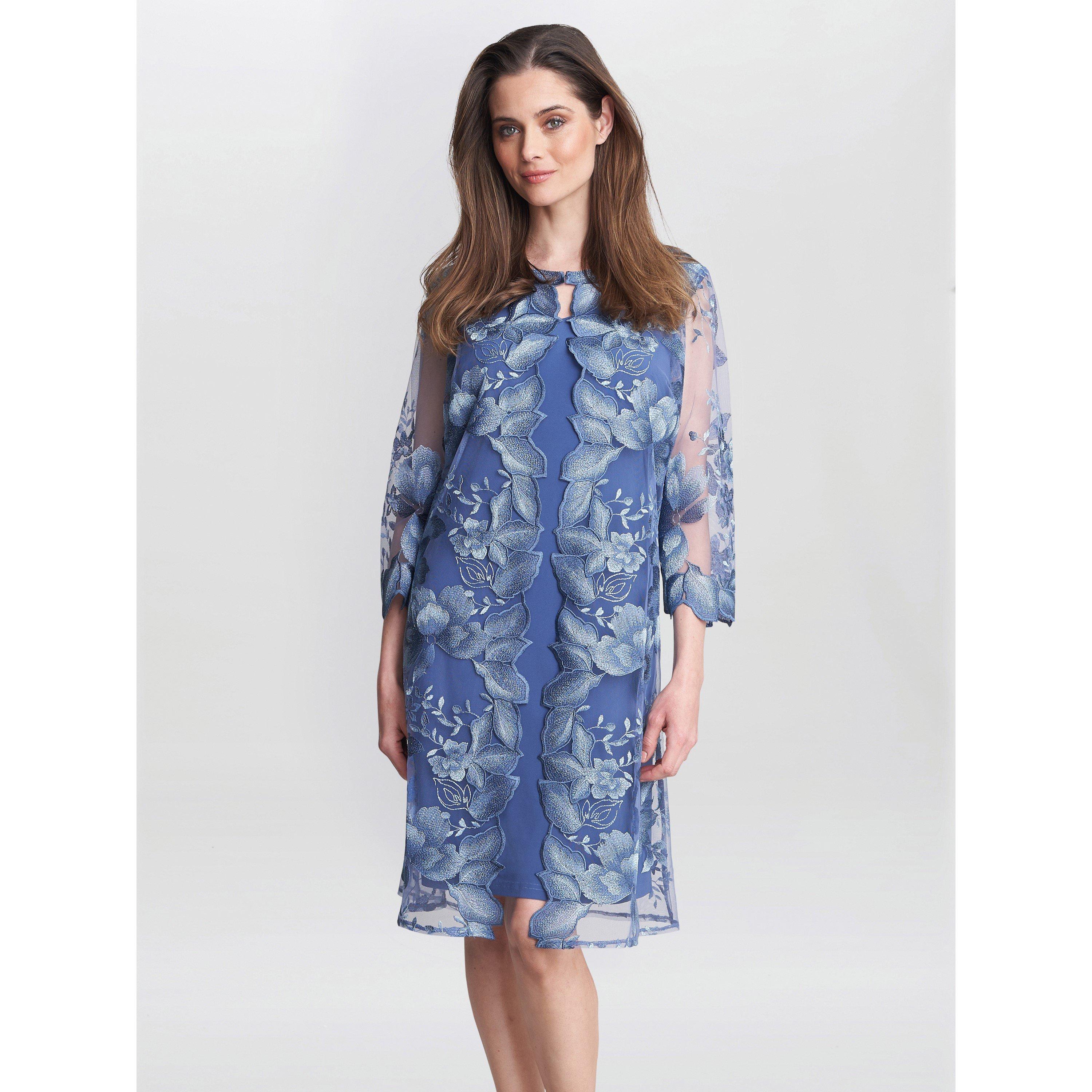 Blue - Gina Bacconi - Savoy Embroidered Lace Jacket with Dress - 1