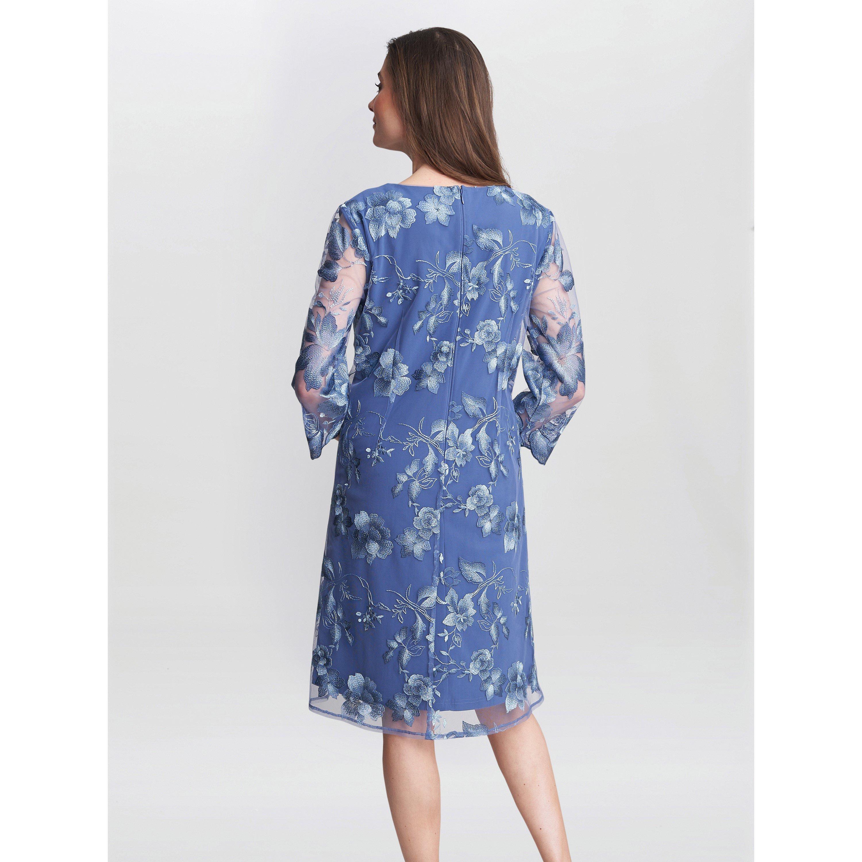 Blue - Gina Bacconi - Savoy Embroidered Lace Jacket with Dress - 2