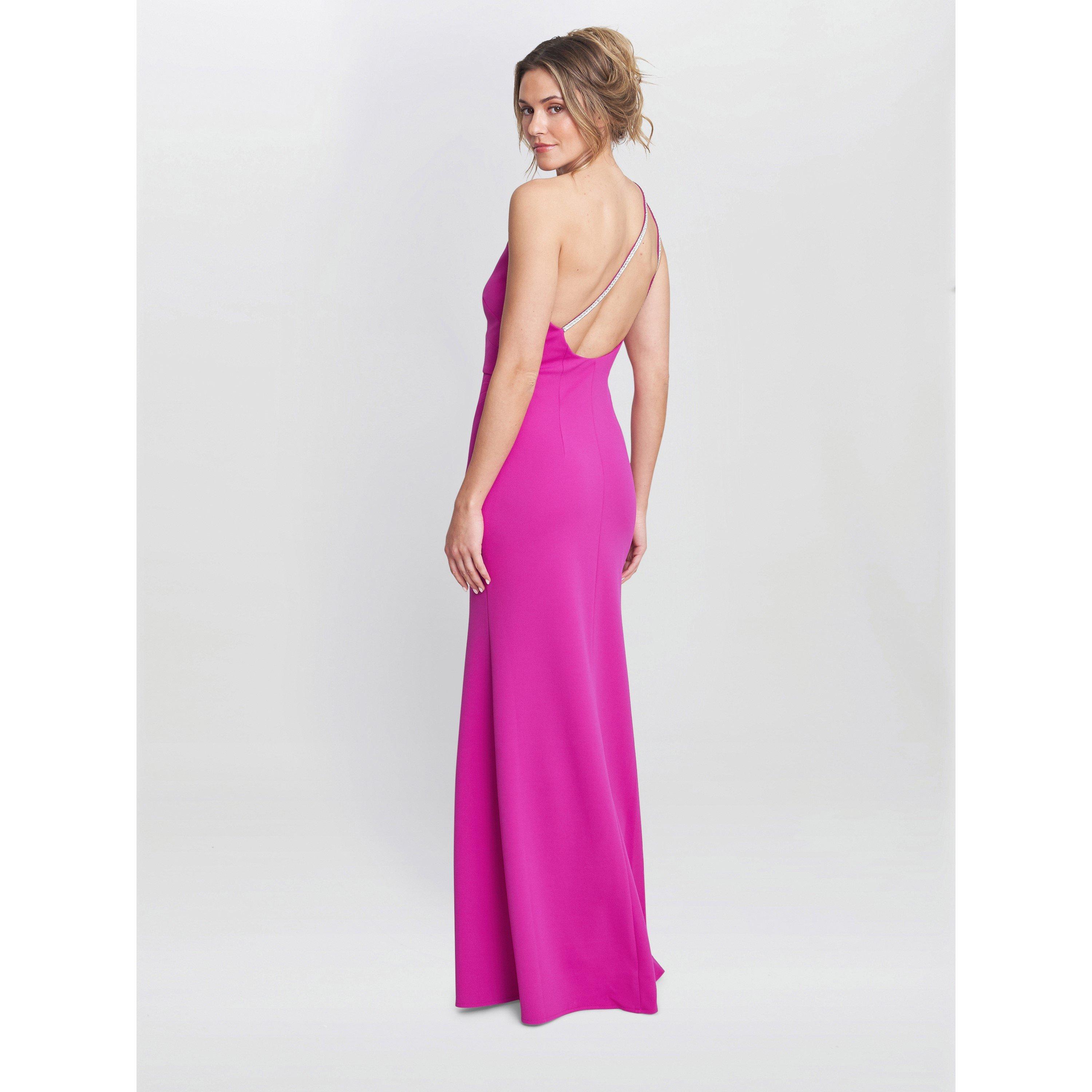 Fuchsia - Gina Bacconi - Bryony One Shoulder Maxi Dress - 2