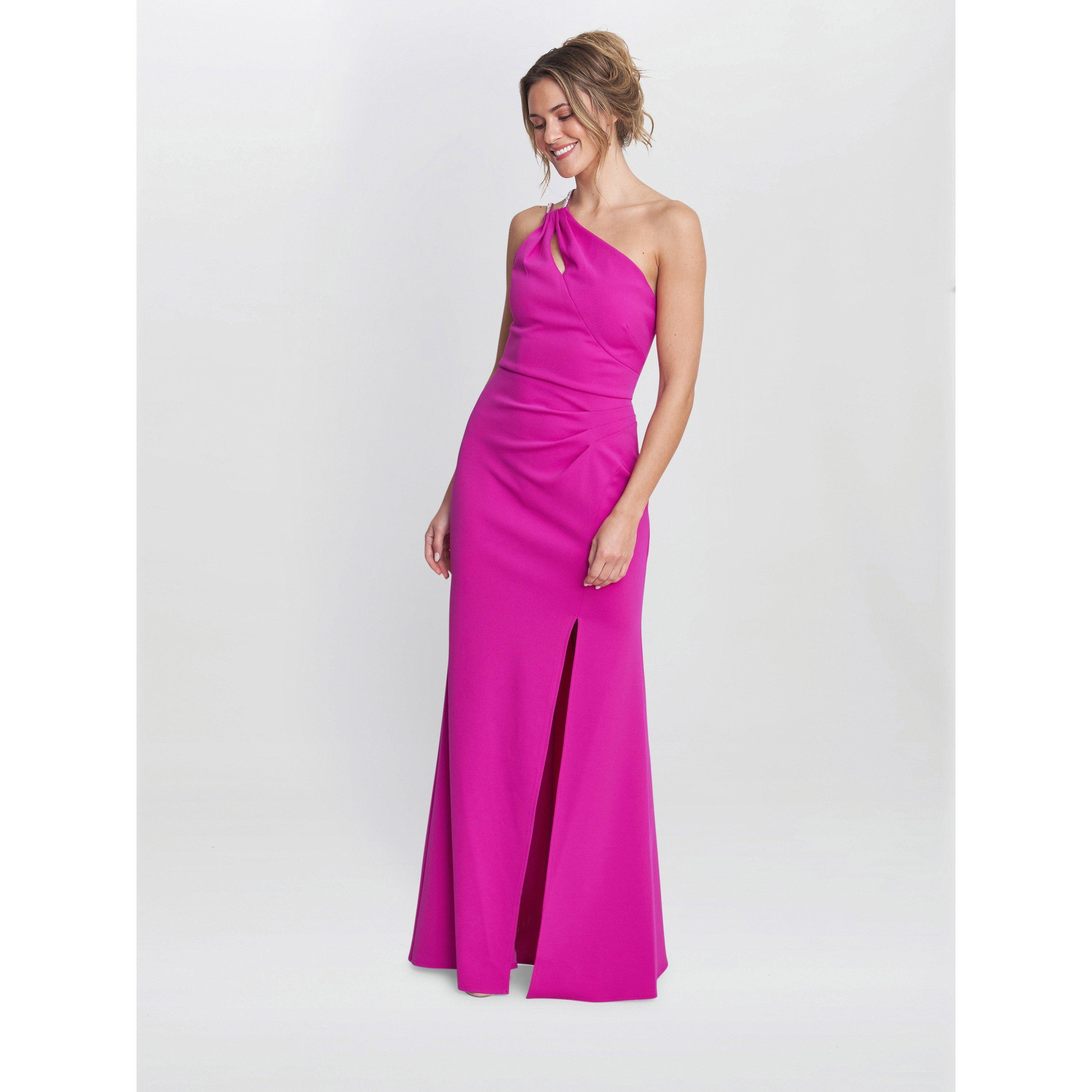 Fuchsia - Gina Bacconi - Bryony One Shoulder Maxi Dress - 3