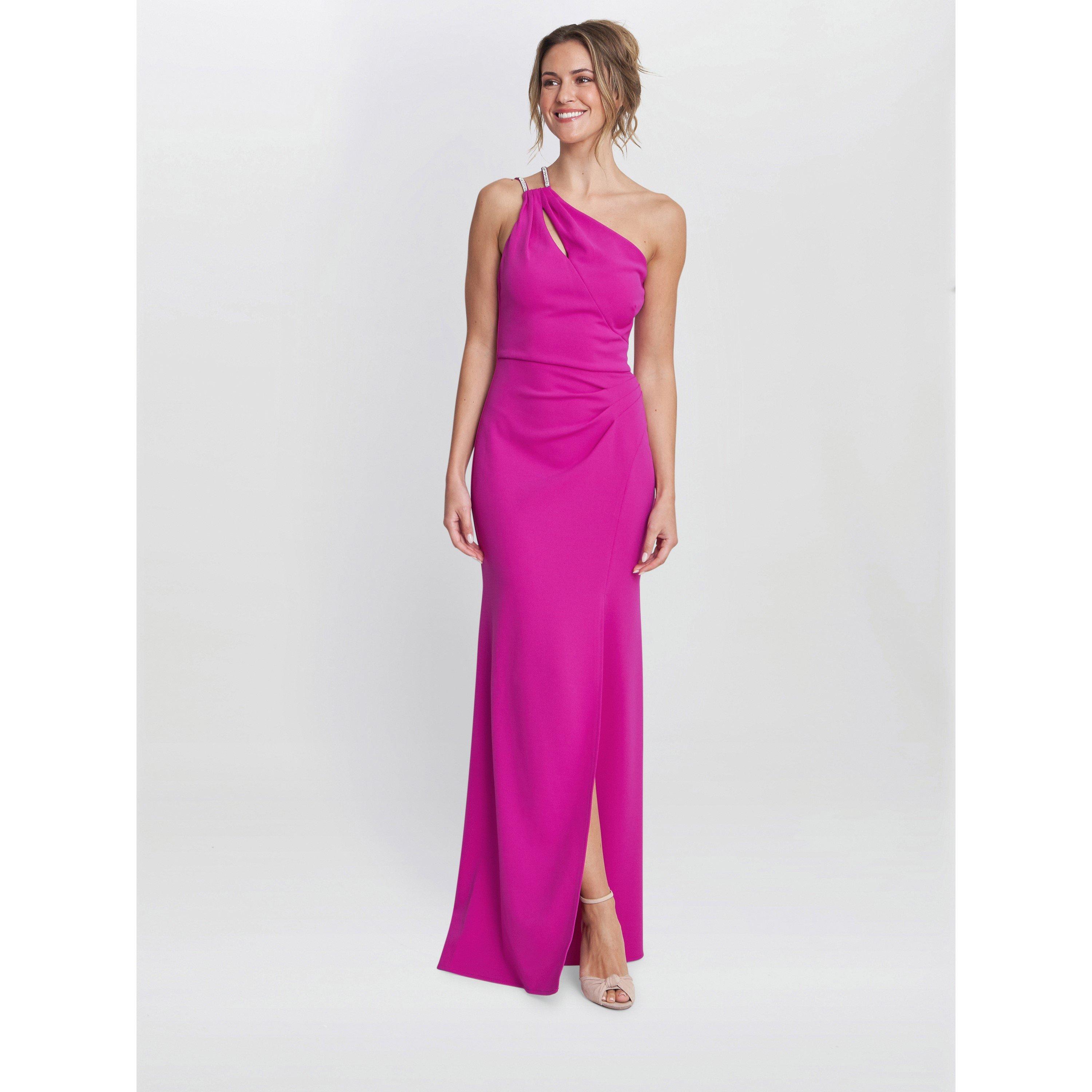 Fuchsia - Gina Bacconi - Bryony One Shoulder Maxi Dress - 6