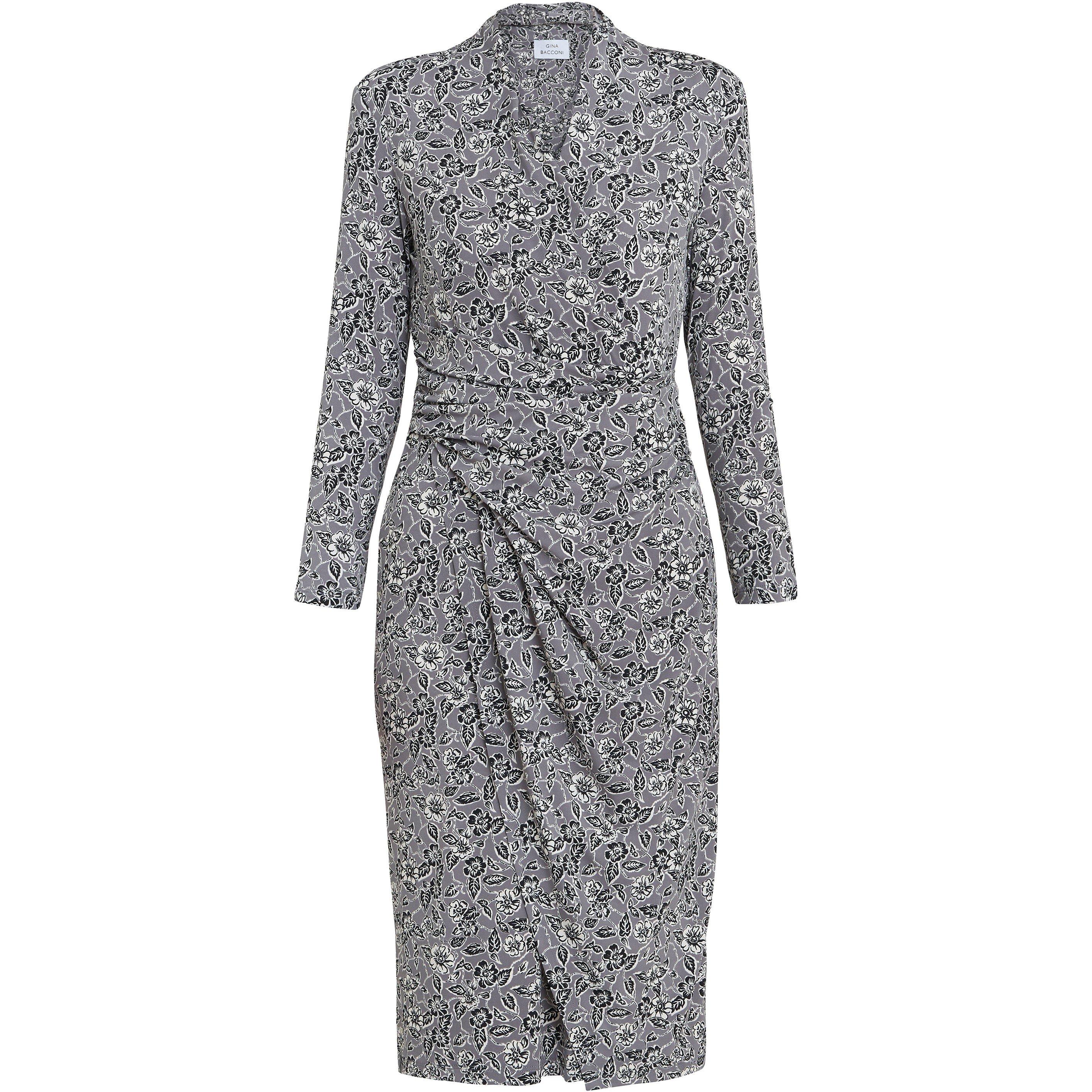Silver Grey - Gina Bacconi - Janet Jersey Wrap Dress - 4