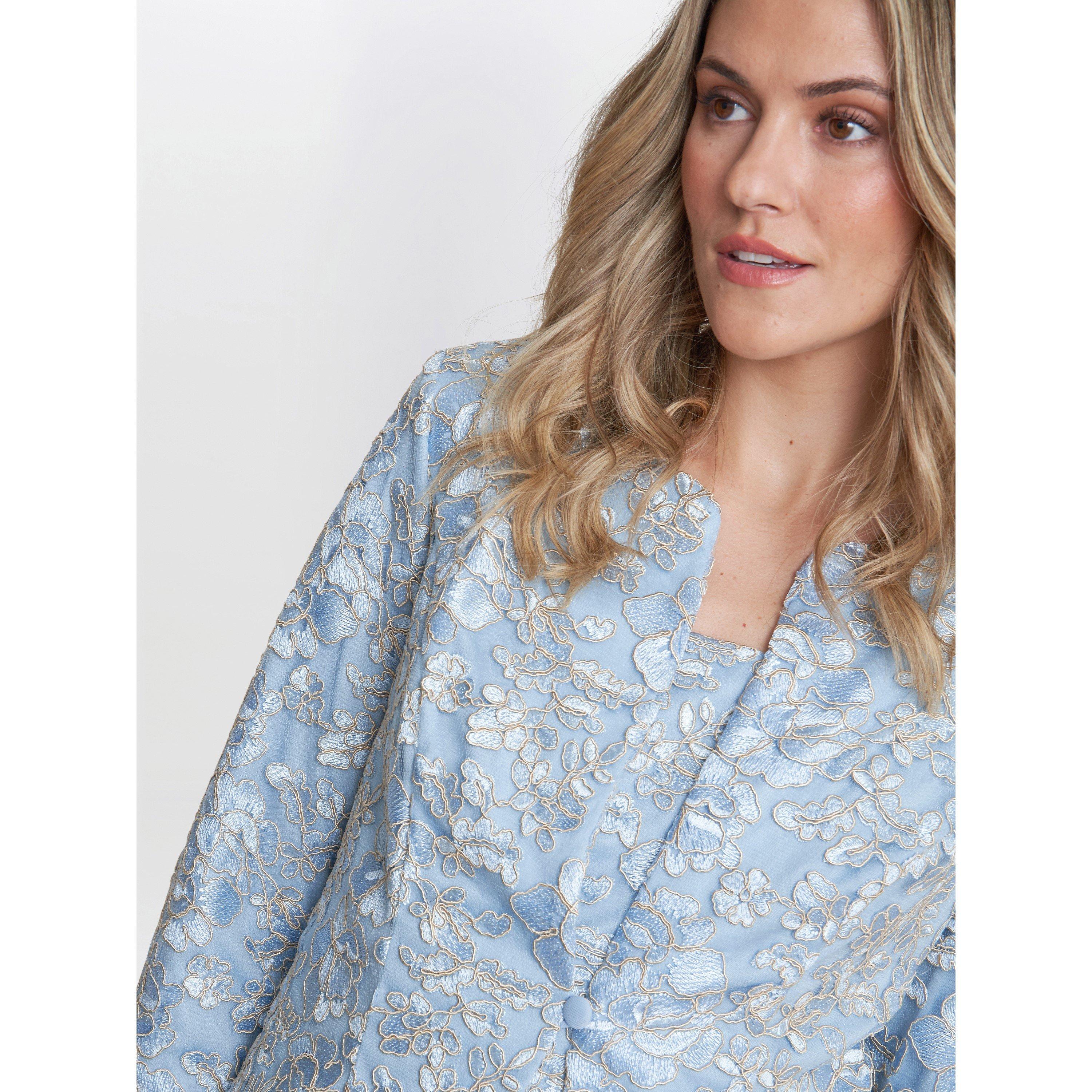 Light Blue - Gina Bacconi - Joyce Midi Dress And Jacket With Lace - 5