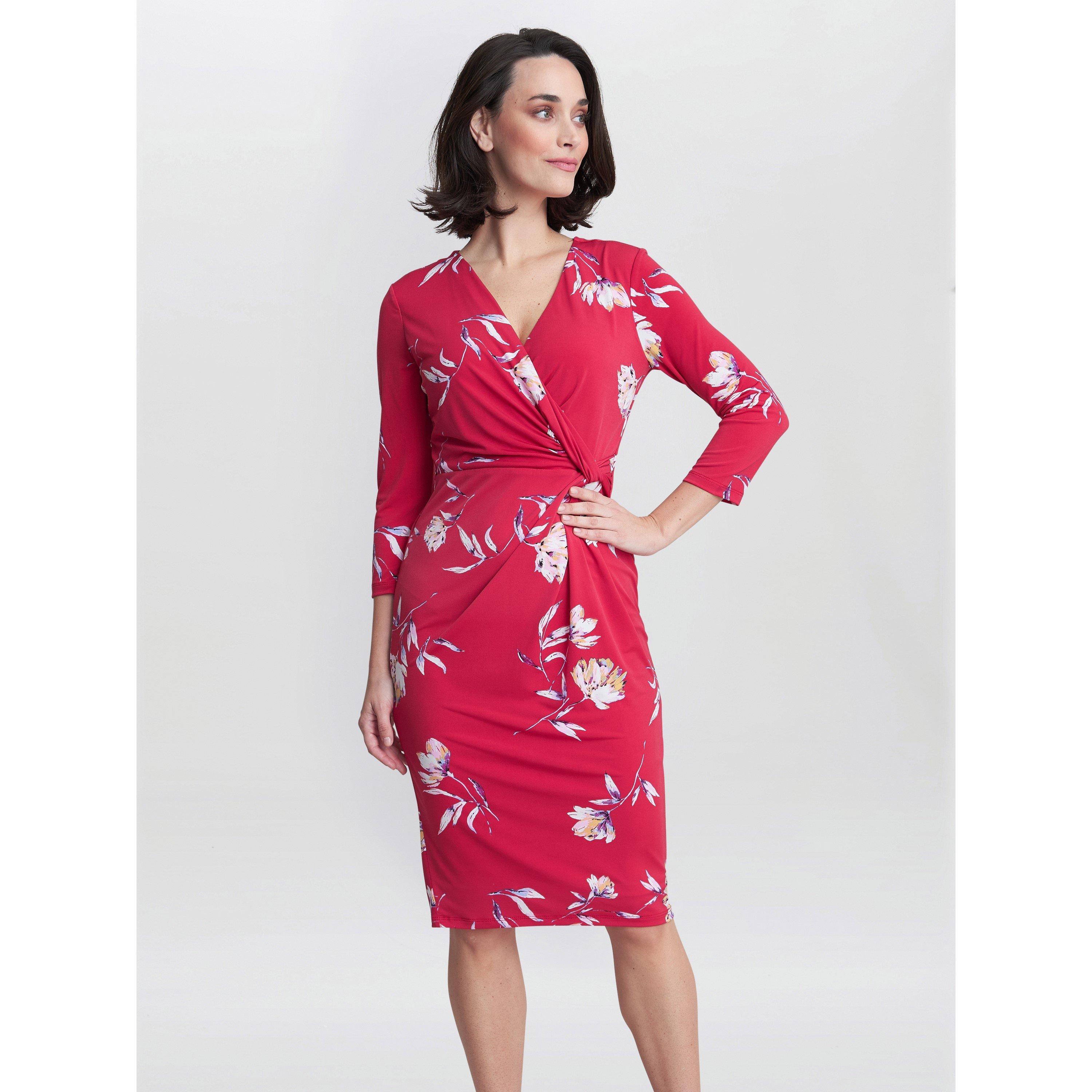 Dark Red - Gina Bacconi - Darcy Jersey Wrap Dress - 1