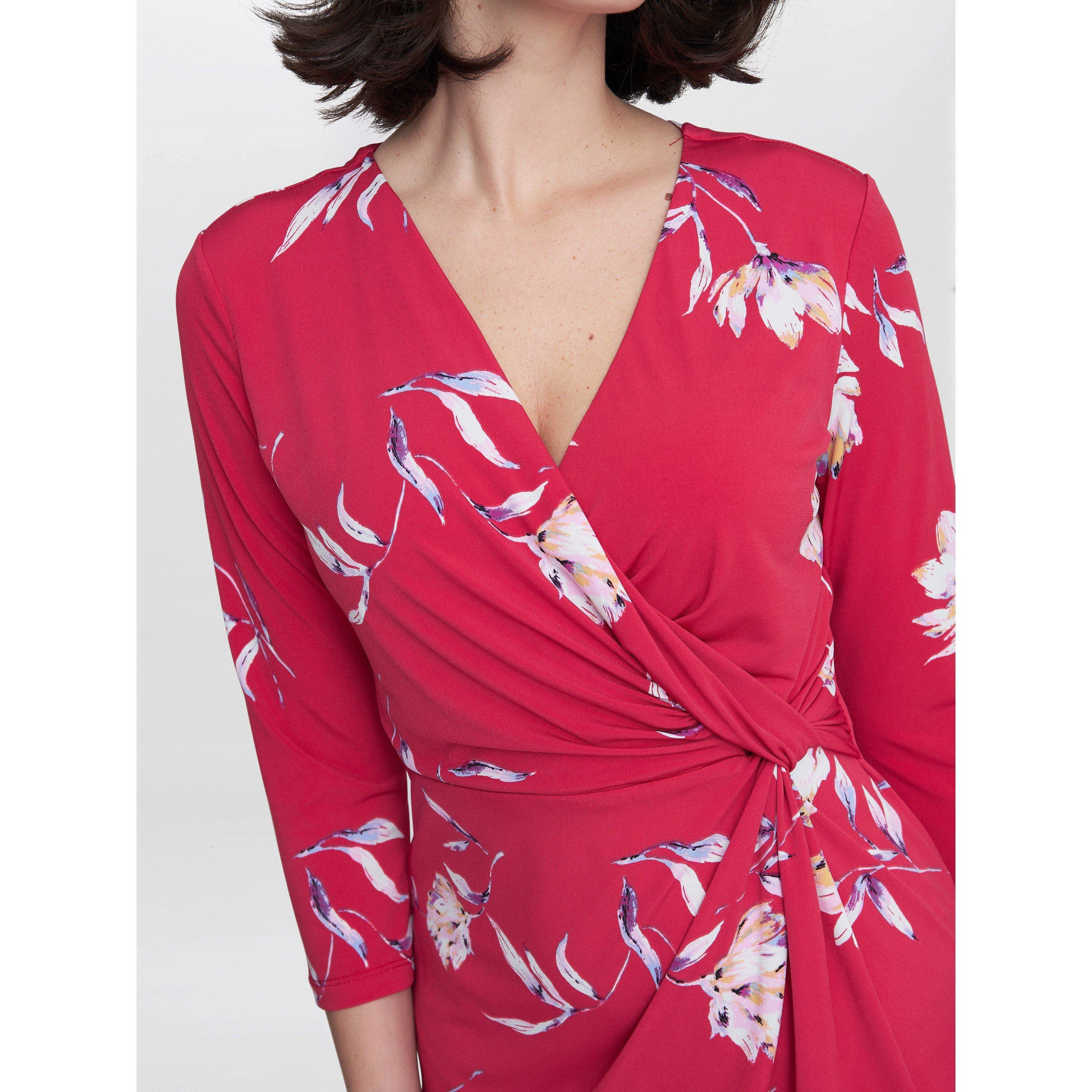 Dark Red - Gina Bacconi - Darcy Jersey Wrap Dress - 5