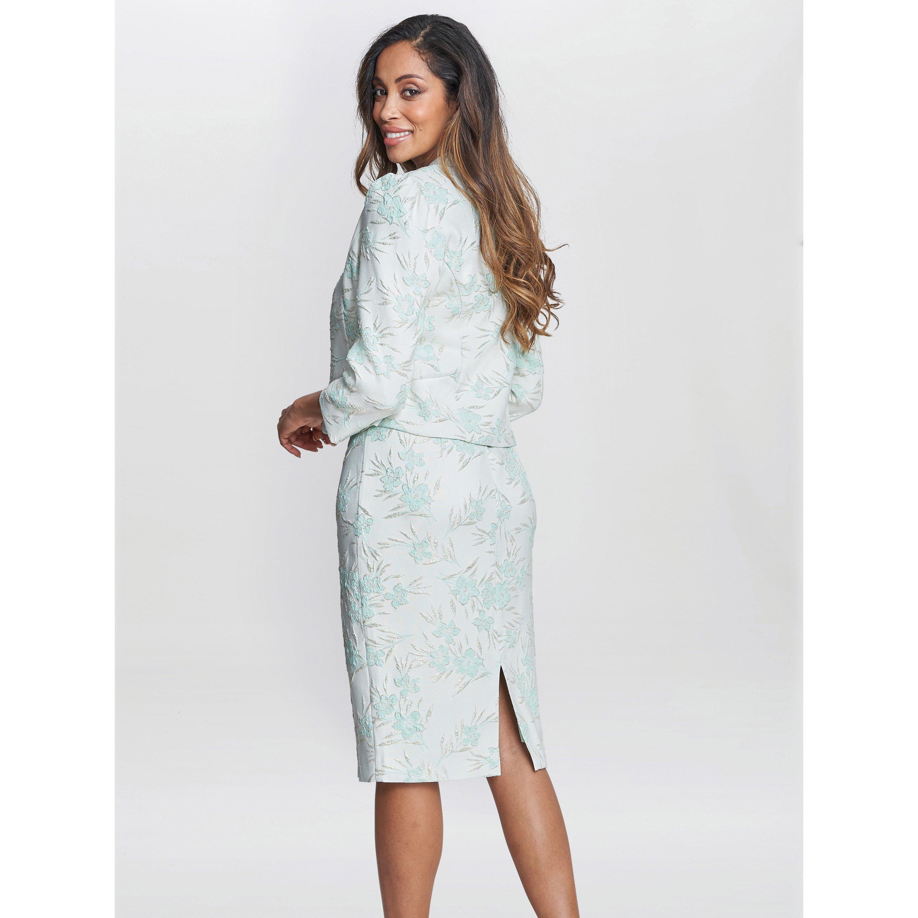 Aqua / Green - Gina Bacconi - Eva Floral Jacquard Dress And Jacket - 2