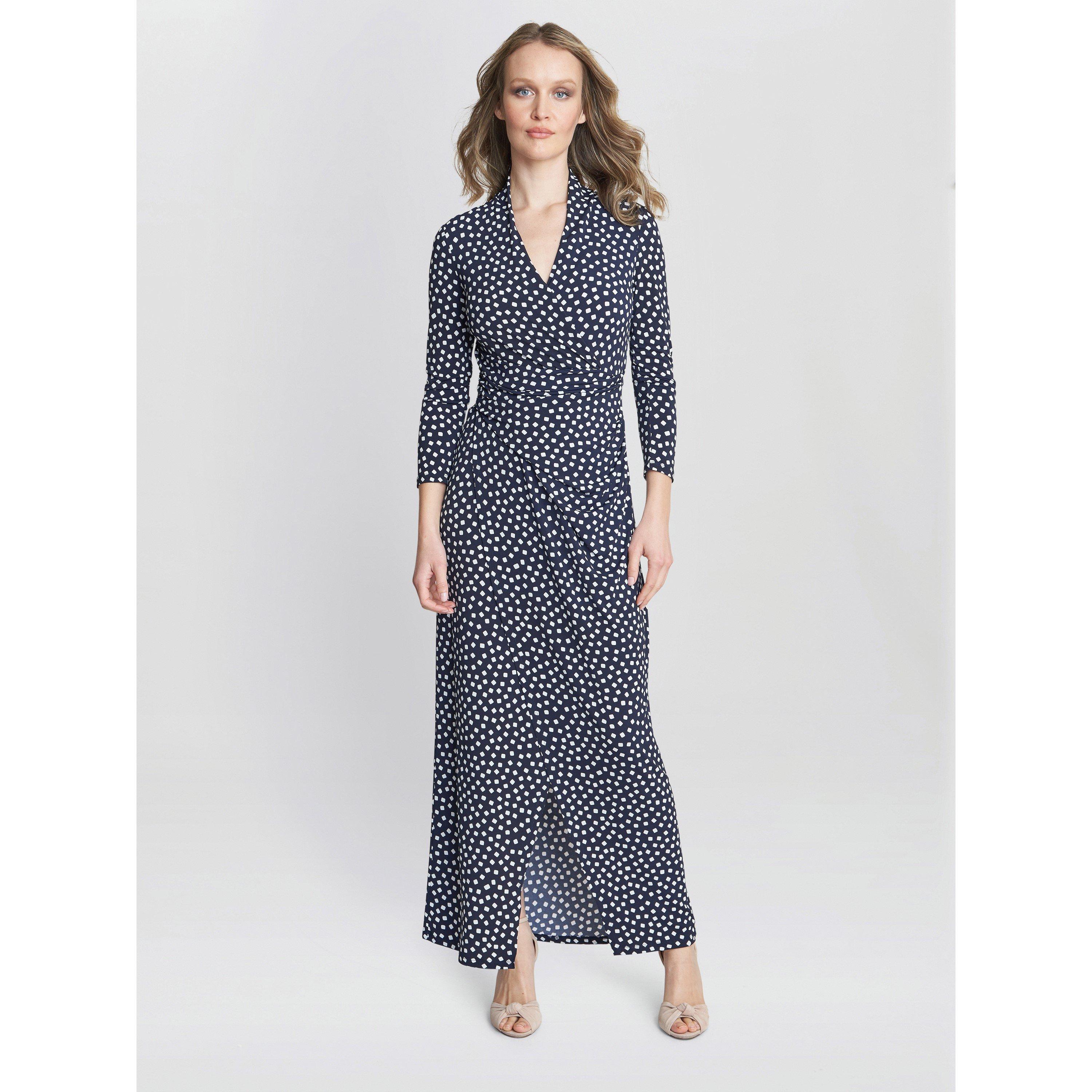 Dark Navy / Whi - Gina Bacconi - Jackie Jersey Wrap Maxi Dress - 1