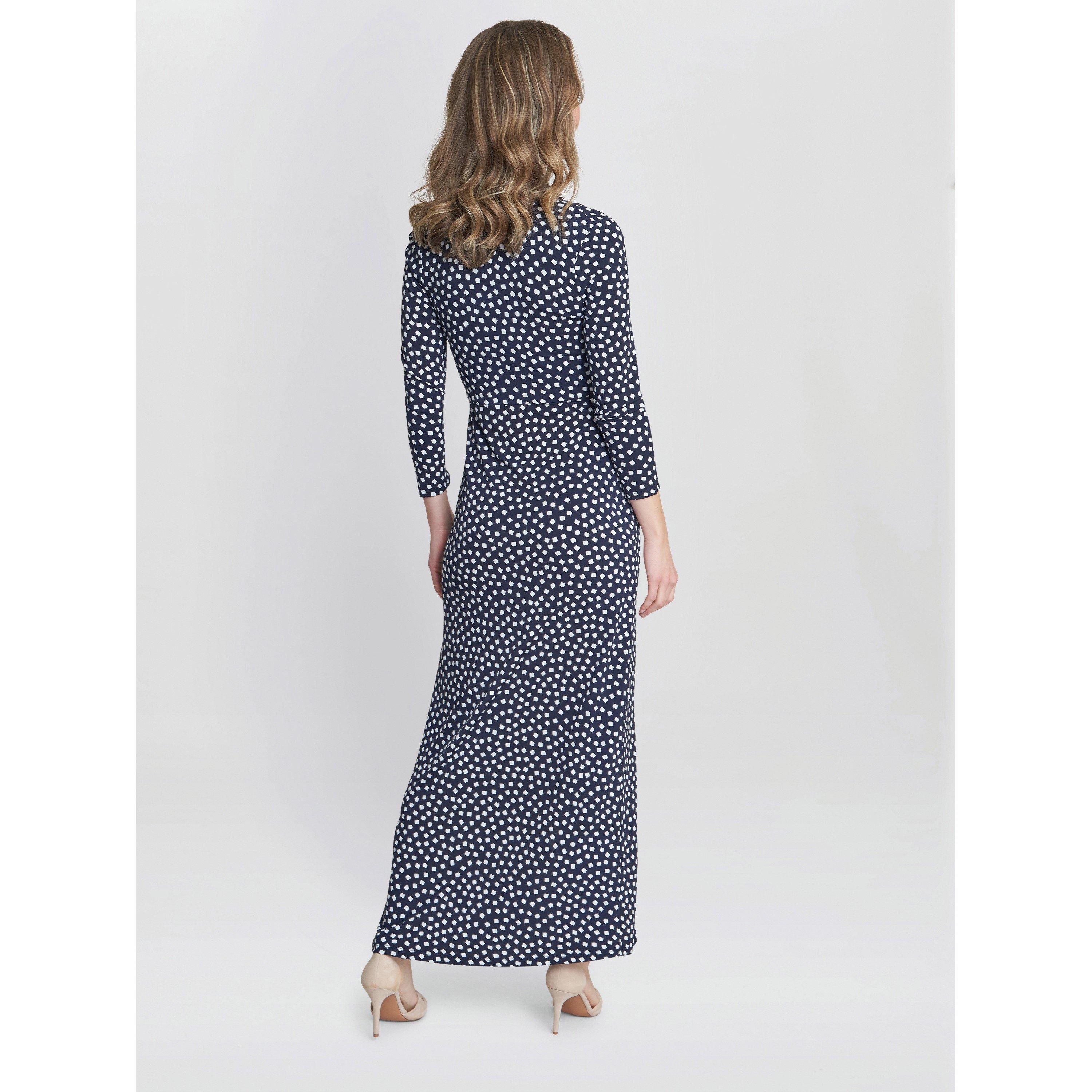 Dark Navy / Whi - Gina Bacconi - Jackie Jersey Wrap Maxi Dress - 2
