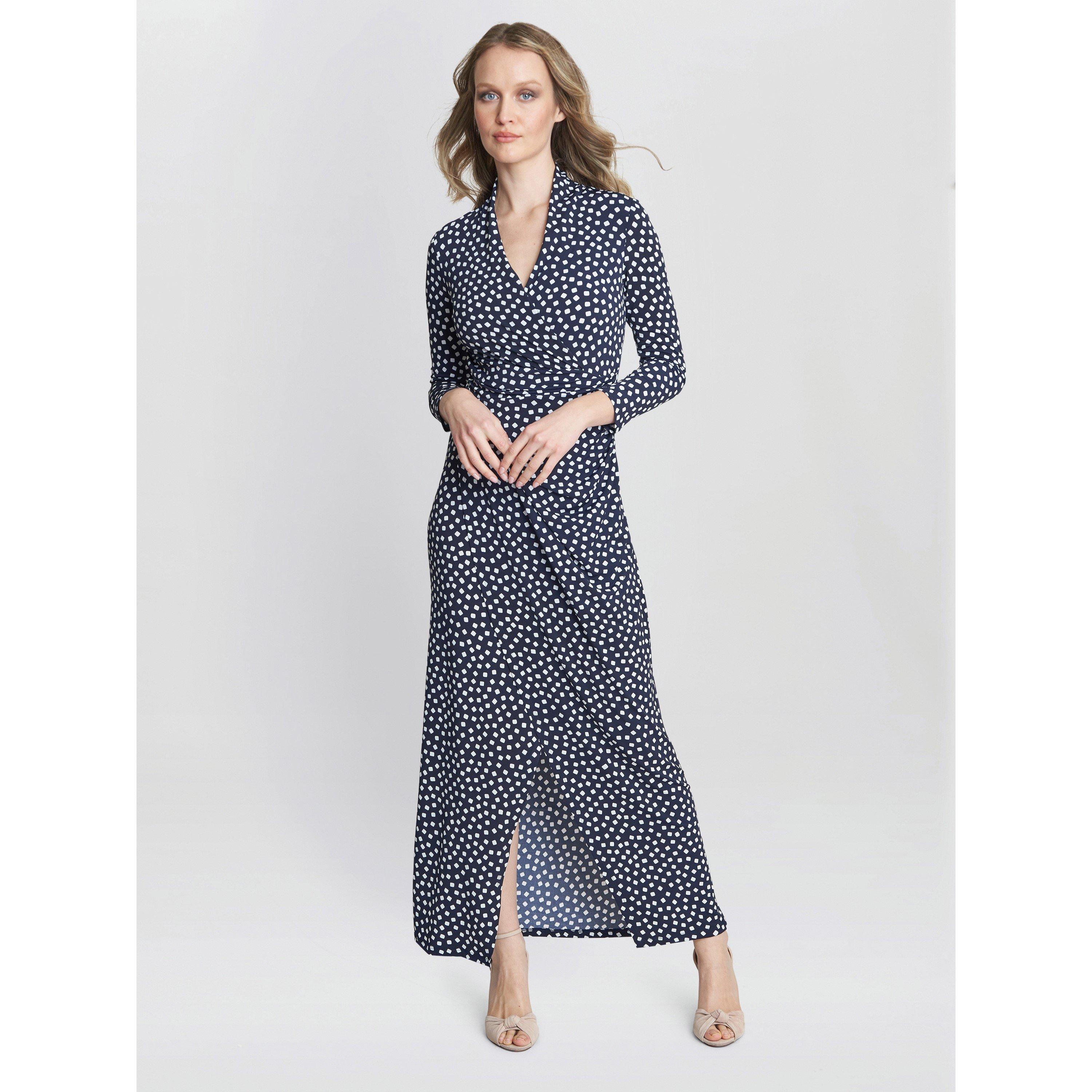 Dark Navy / Whi - Gina Bacconi - Jackie Jersey Wrap Maxi Dress - 3