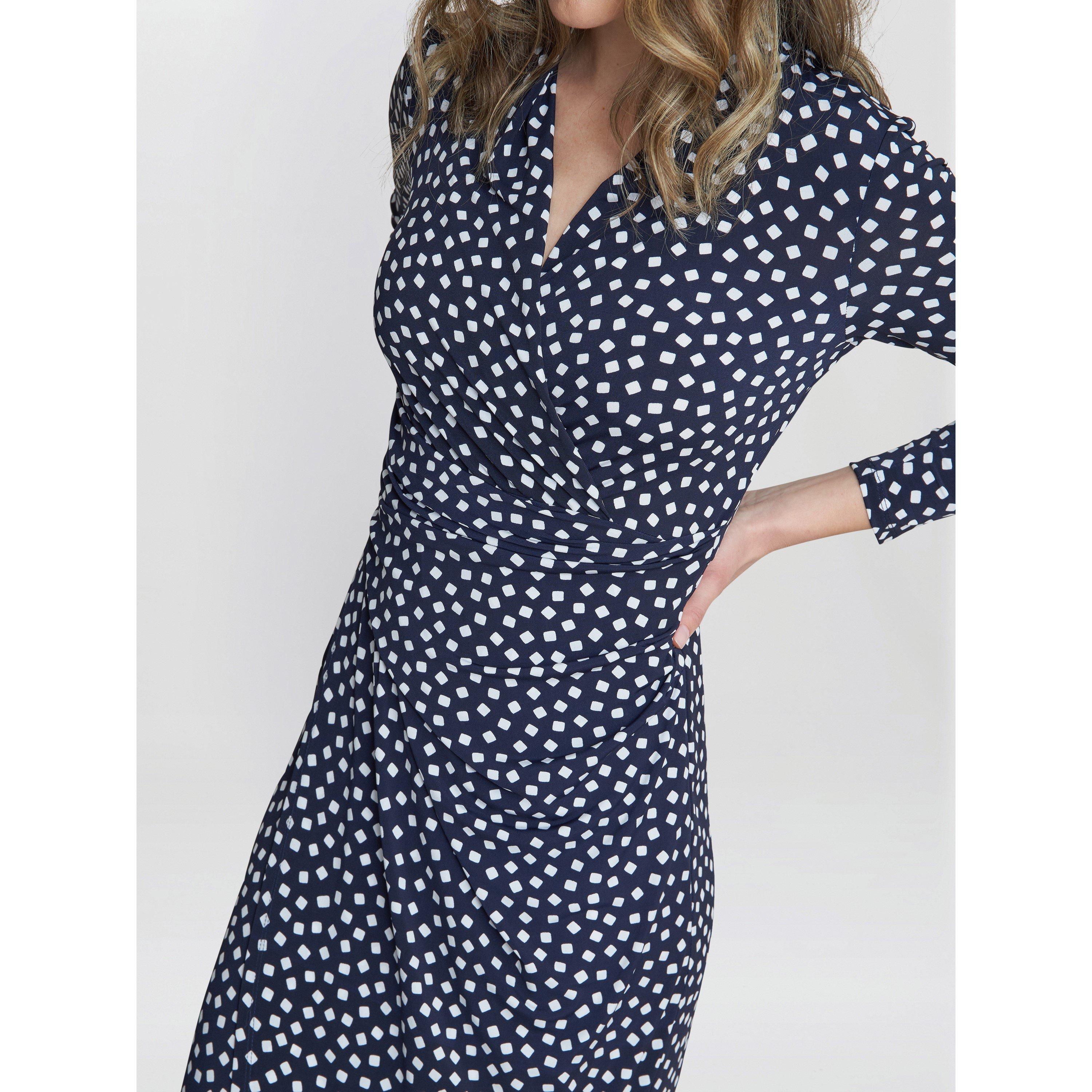 Dark Navy / Whi - Gina Bacconi - Jackie Jersey Wrap Maxi Dress - 5