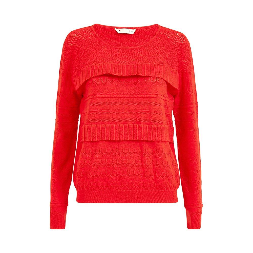 Red - Yumi - Red Women's Adult Ruffle Knitted Jumper - 4