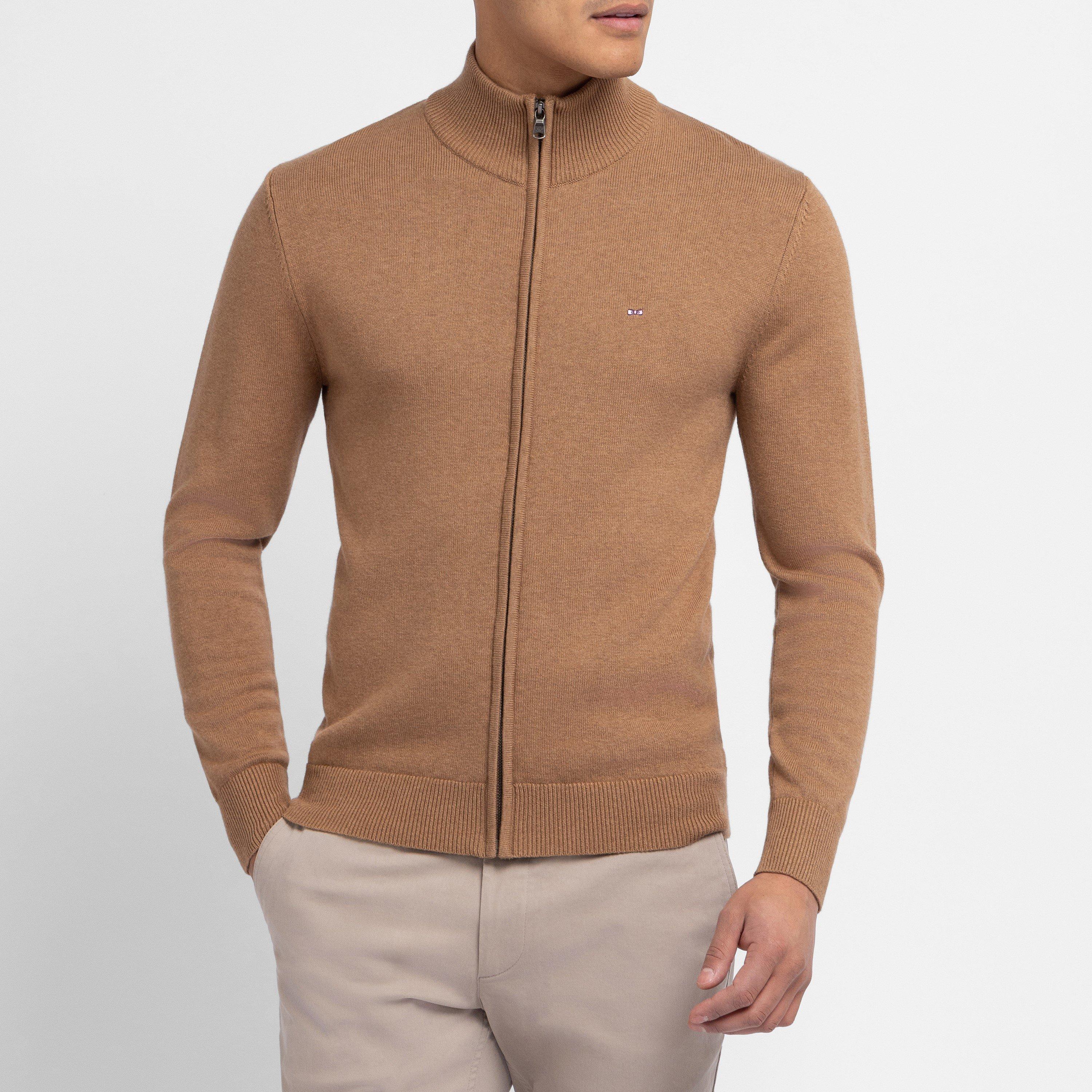 Mam5 - Eden Park - Brown zip cardigan with stand-up collar - 2