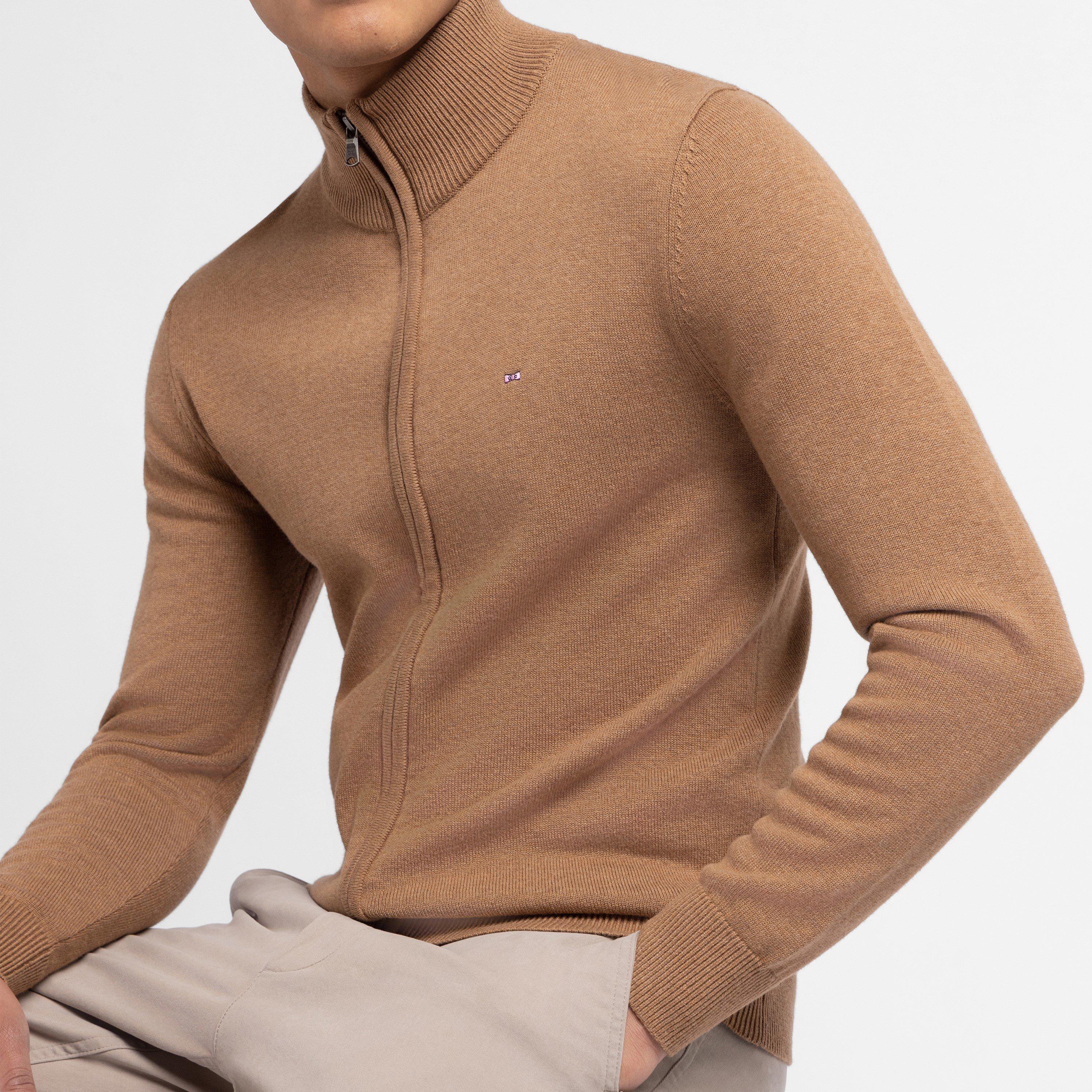 Mam5 - Eden Park - Brown zip cardigan with stand-up collar - 4