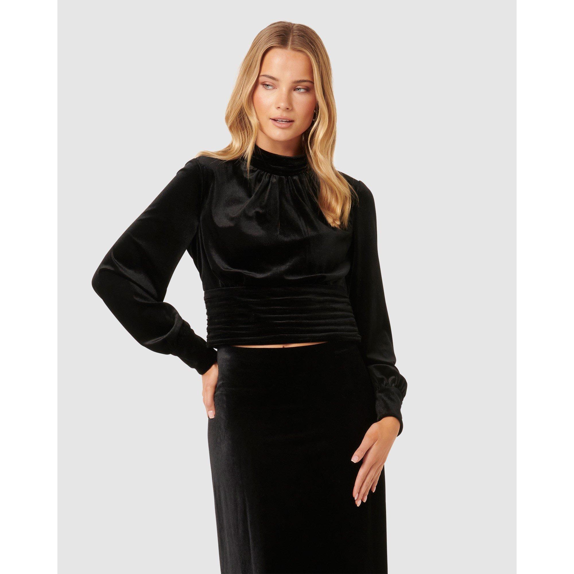 Black - Forever New - Viola Velvet Keyhole Top - 2