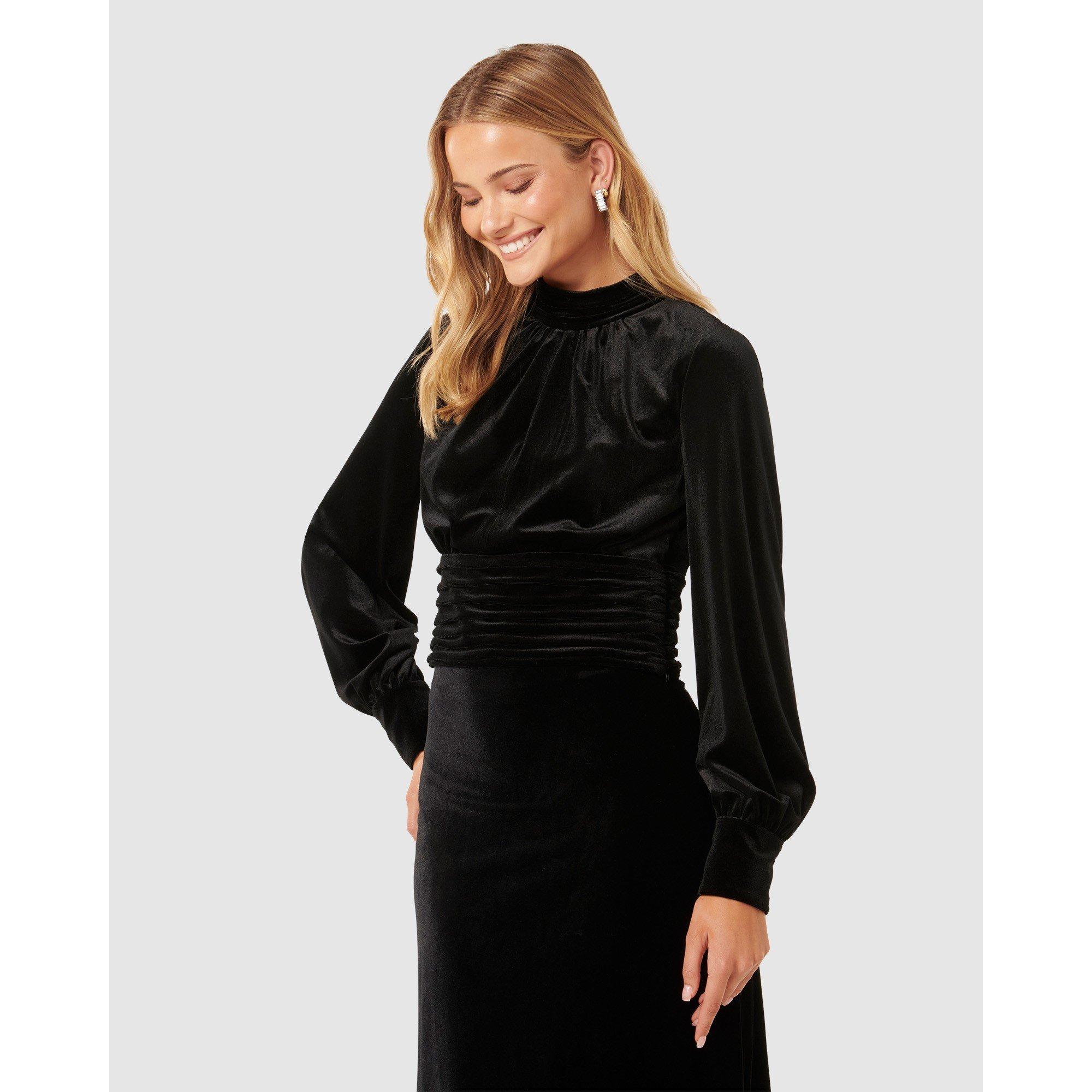 Black - Forever New - Viola Velvet Keyhole Top - 4