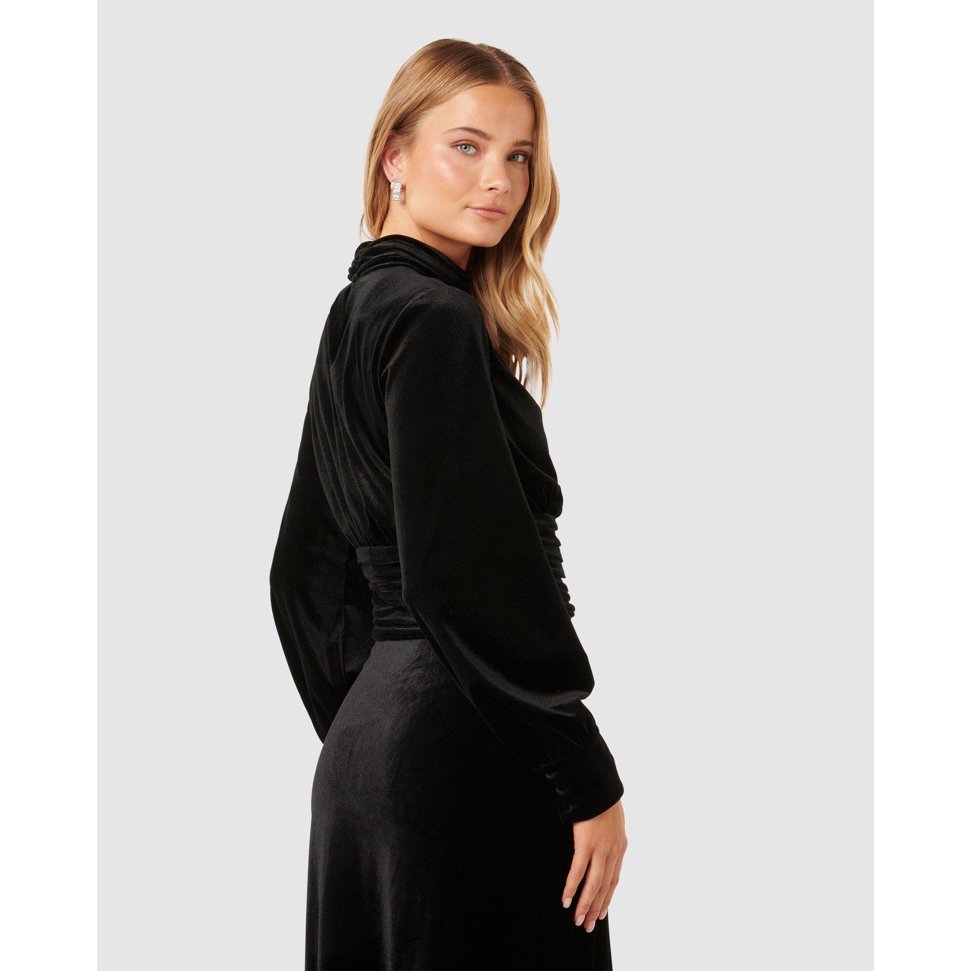 Black - Forever New - Viola Velvet Keyhole Top - 5