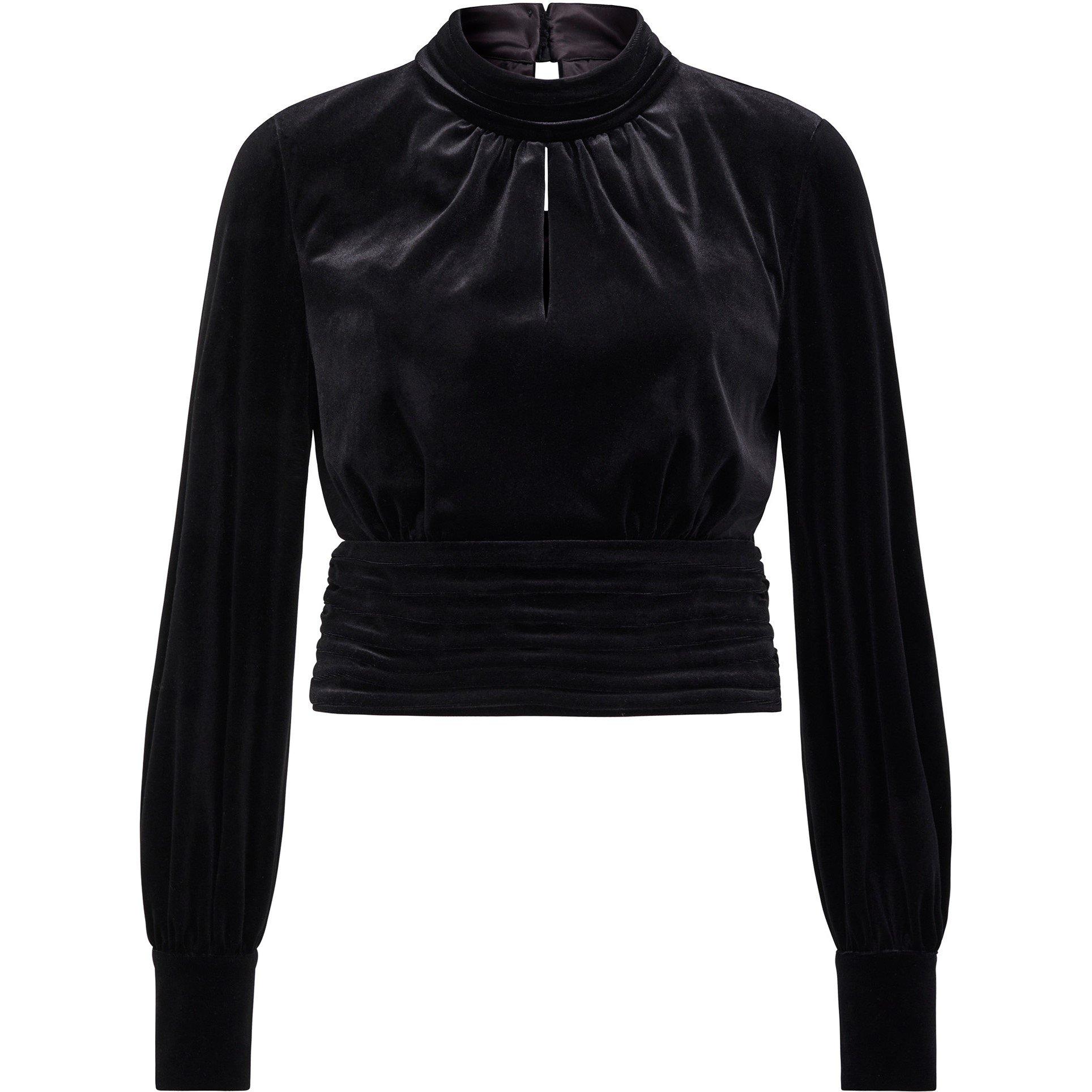 Black - Forever New - Viola Velvet Keyhole Top - 6