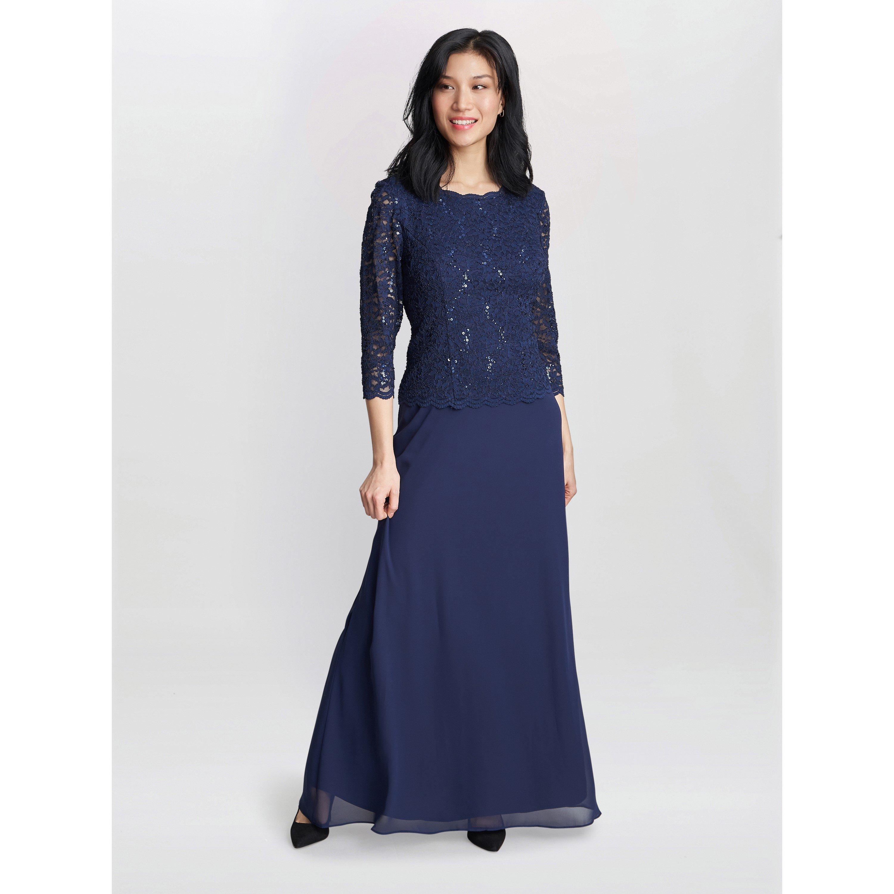 Gina Bacconi Women's Virginia Maxi Lace Dress & Chiffon Skirt - Navy - 20