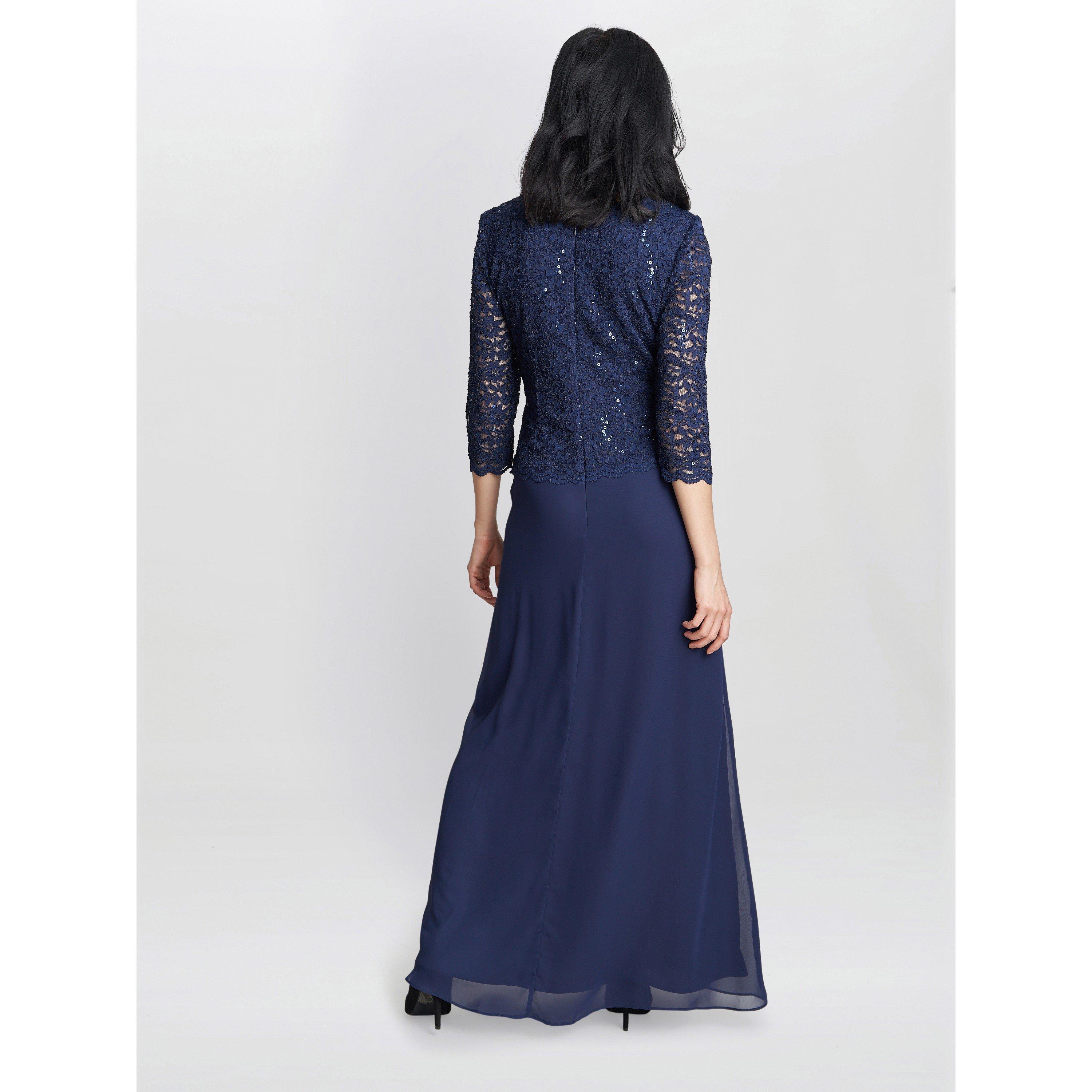 Navy - Gina Bacconi - Virginia Maxi Lace Dress & Chiffon Skirt - 2